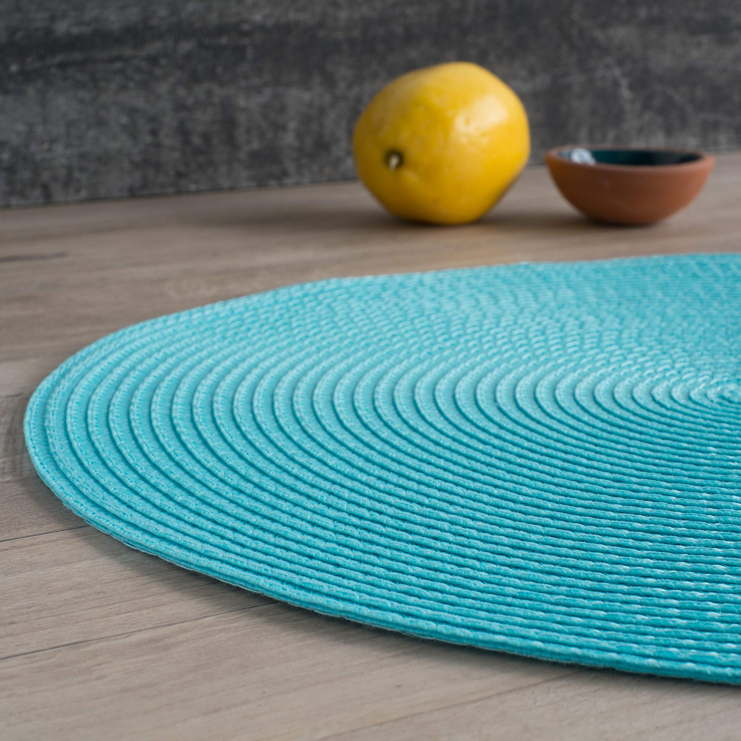 Now Designs Disko Round Placemats, Turquoise, Set Of 4
