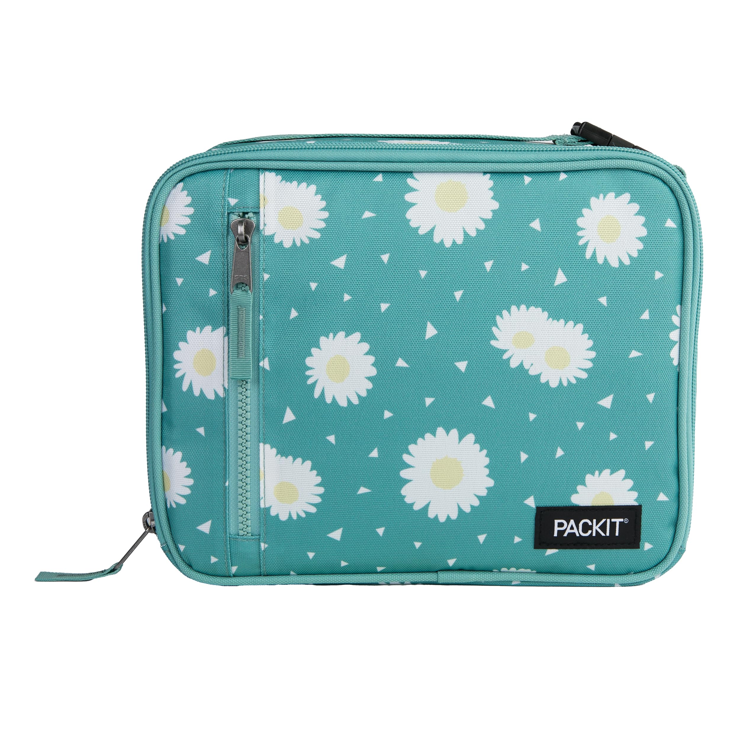 PackIt Freezable Classic Lunch Box, Daisy Sage, Built with EcoFreeze Technology, Collapsible, Reusable, Zip Closure With Zip Fro