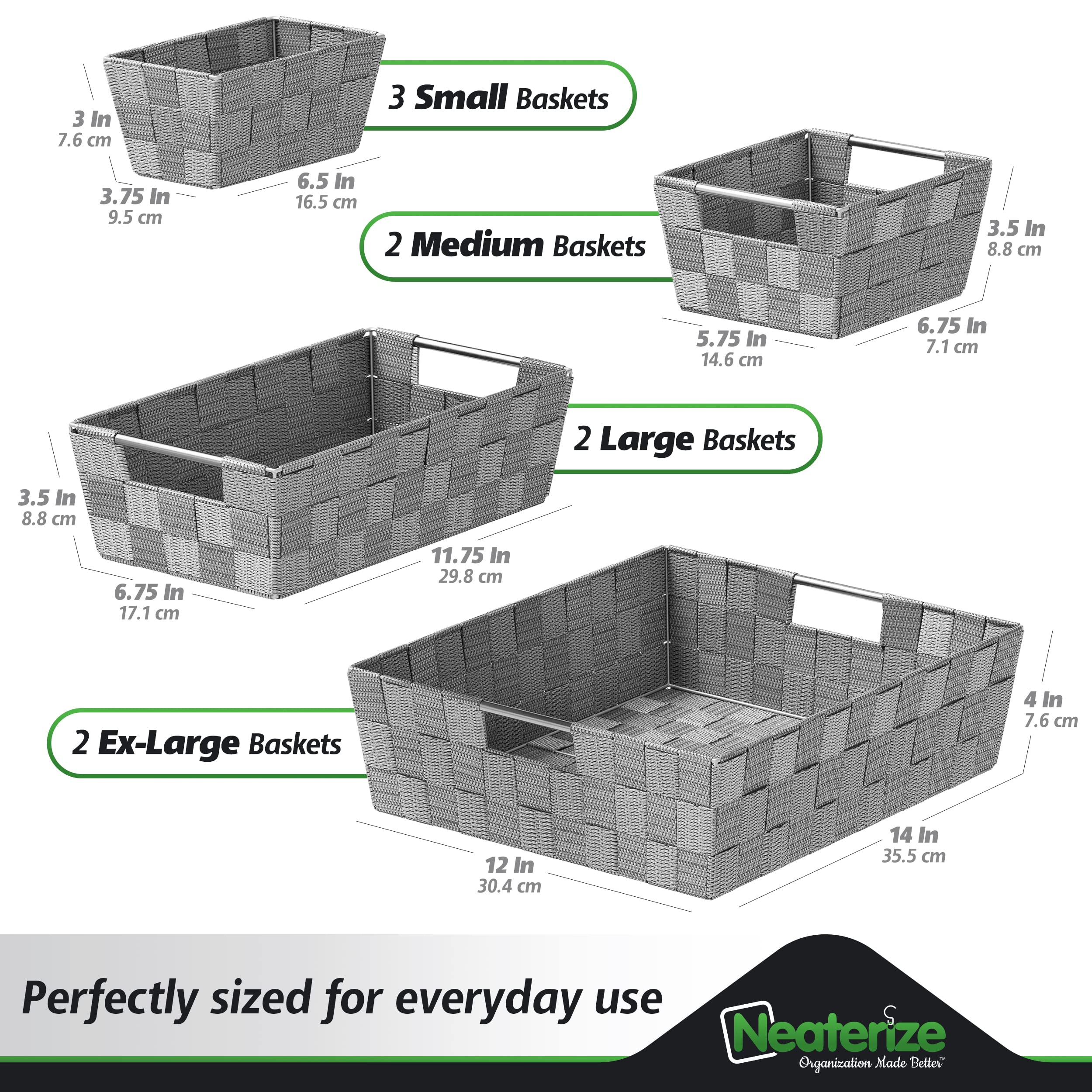 Neaterize Basket For Closet Organization And Storage (Set Of 9)- Perfect Storage Baskets For Bathroom,Laundry,Baby Nursery Cloth