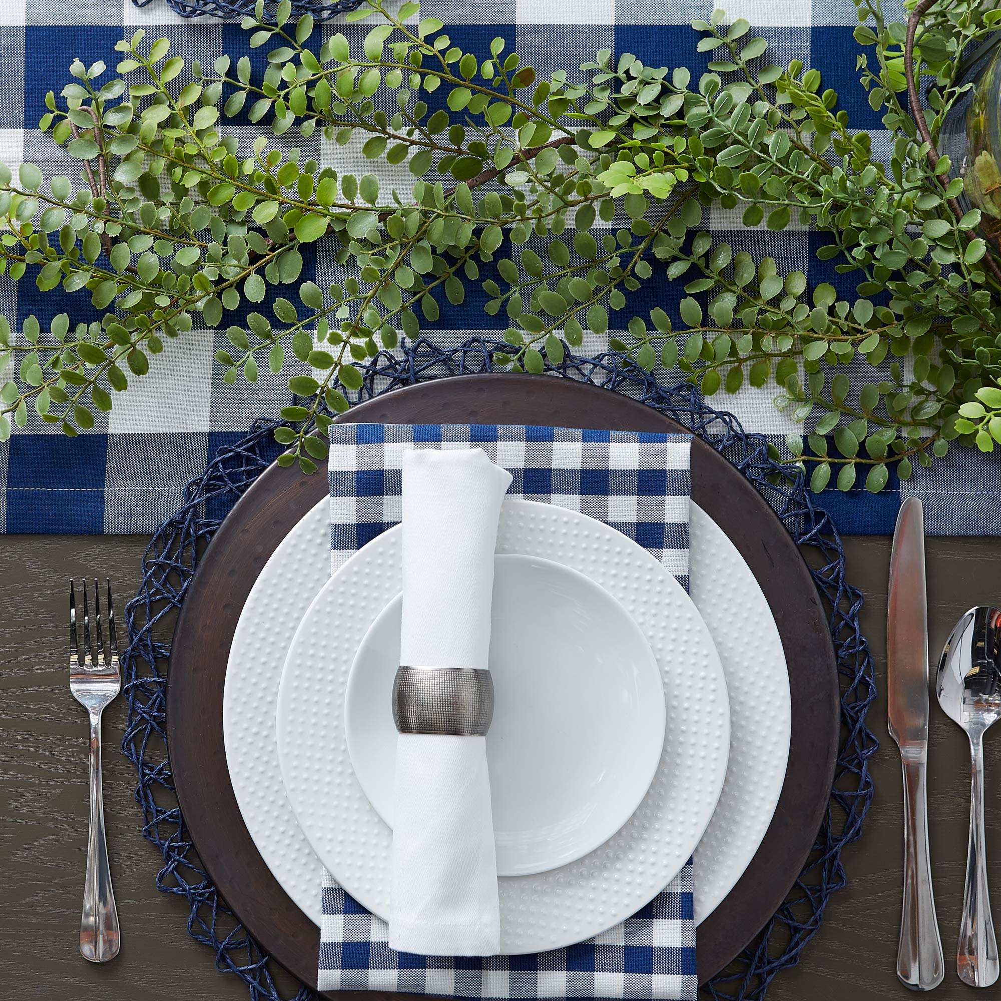 DII Navy Buffalo Check Table Runner