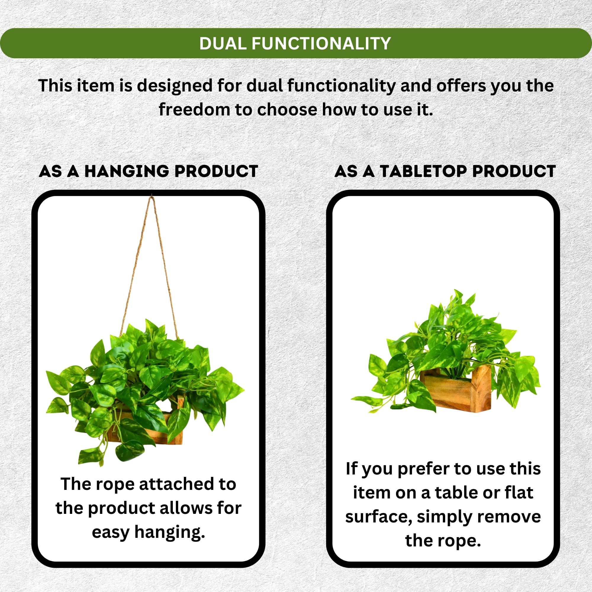 fancymart Artificial Money Plant with Woodlog Pot Home & Office D  cor