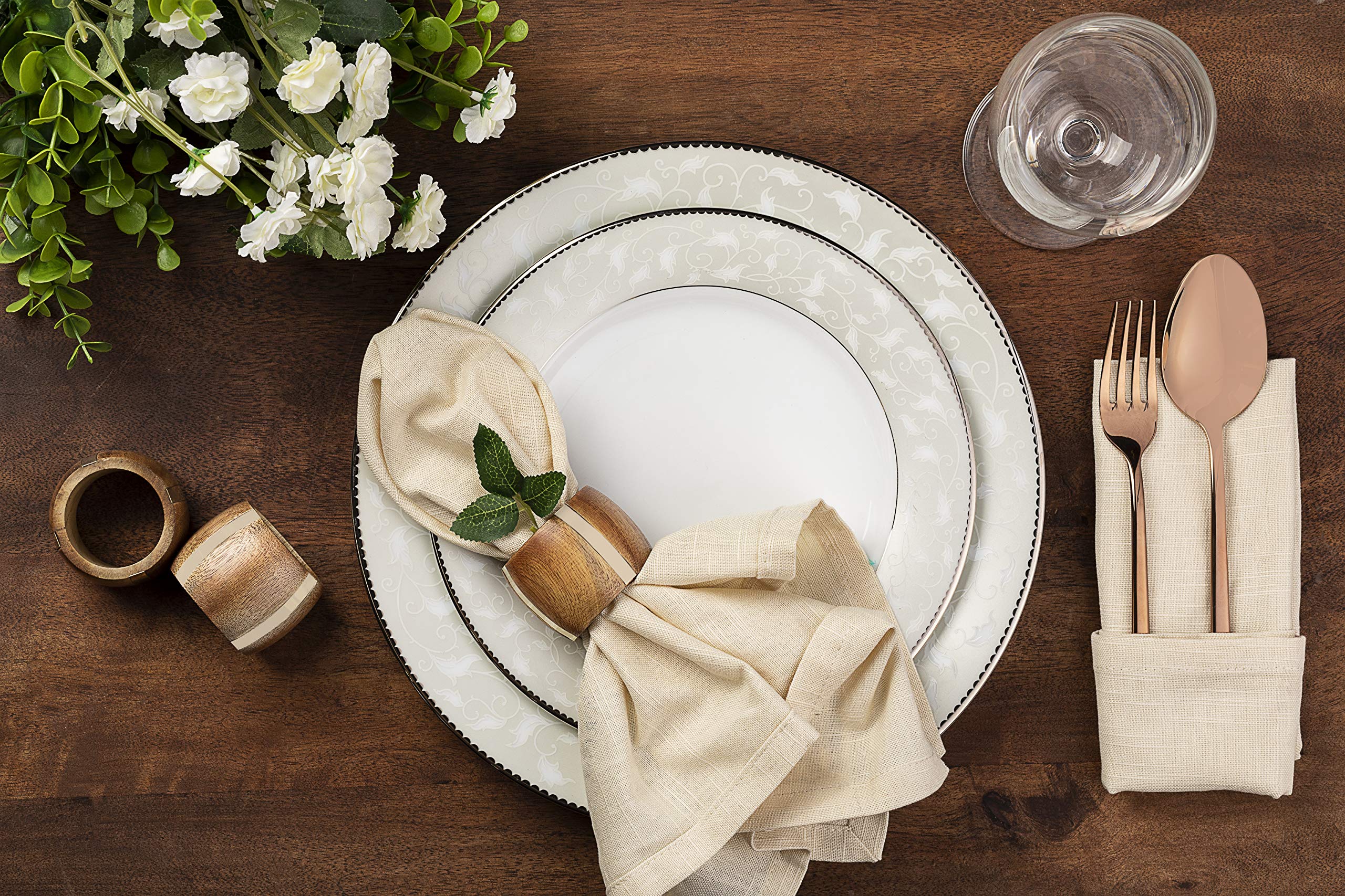 Cmei Brass & Wood Napkin Rings, Set Of 6