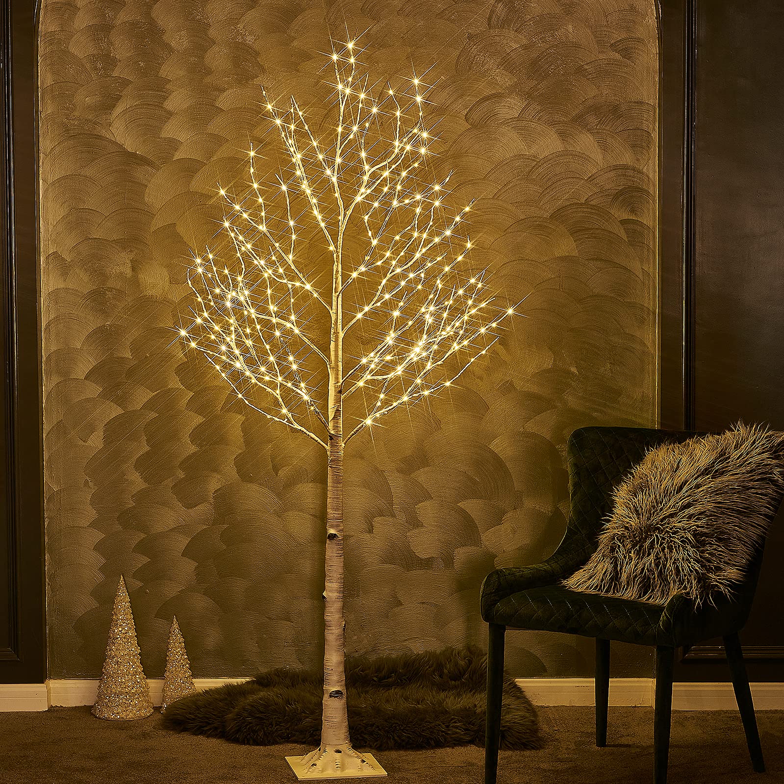 Birchlitland Lighted Birch Tree 6FT 330L Warm White Fairy Lights, White Twig Tree Lights for Indoor Outdoor Home Thanksgiving Ch