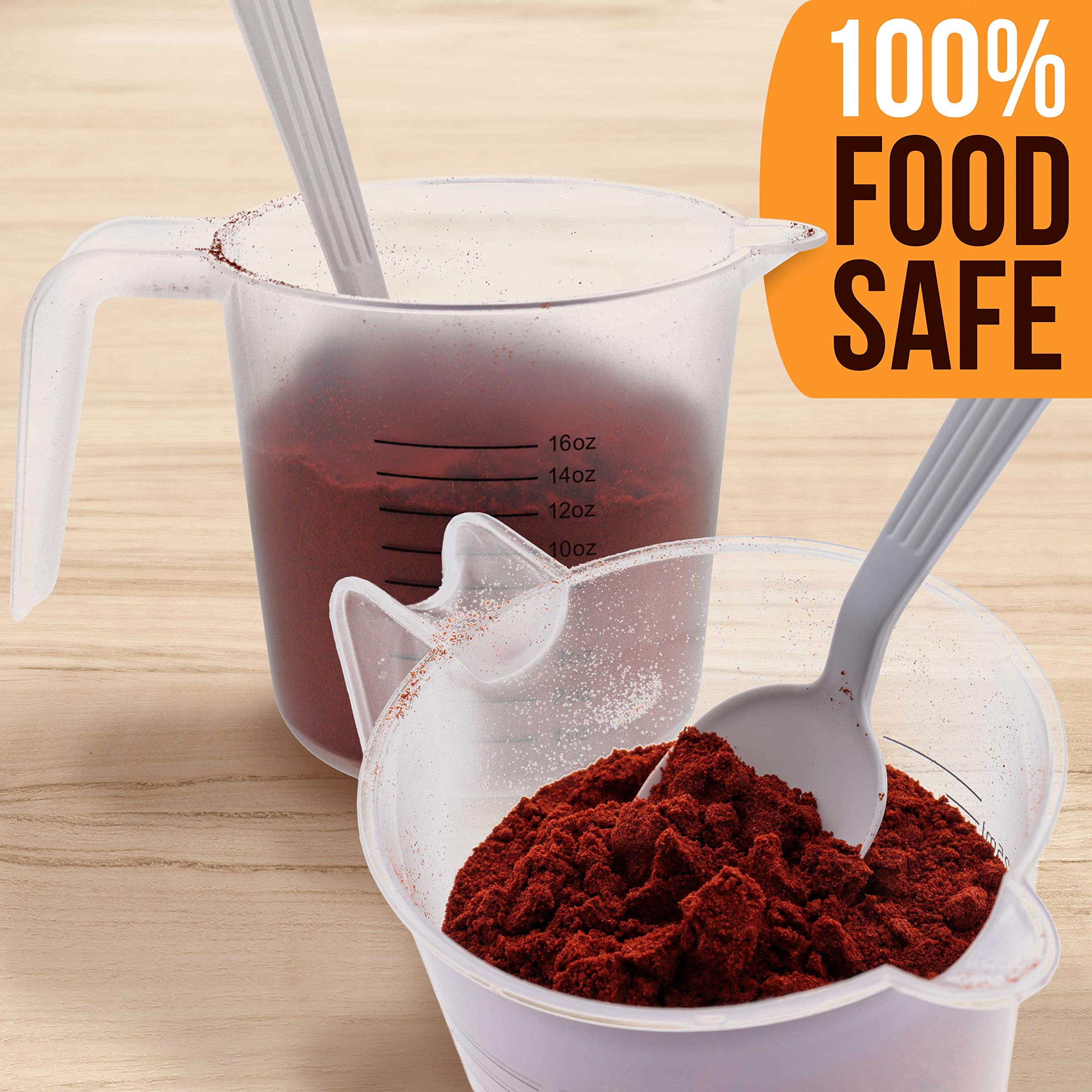 U.S. Kitchen Supply - 16 Oz (500 Ml) Plastic Graduated Measuring Cups With Pitcher Handles (Pack Of 6) - 2 Cup Capacity, Ounce A