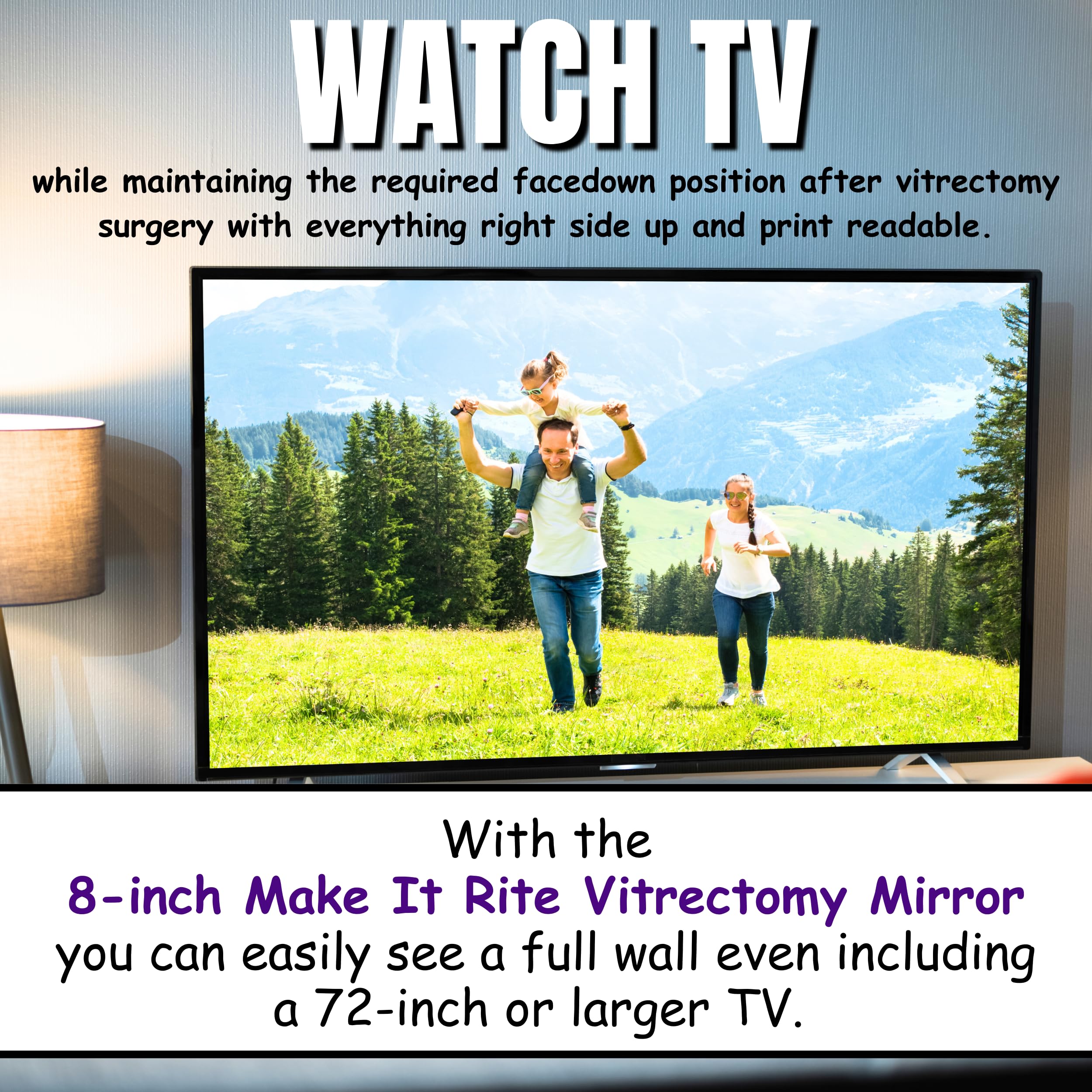 Make It Rite Mirror 4 Wide 2-Way For Face Down Vitrectomy Eyesight And Covid-19 Proning Lung Recovery