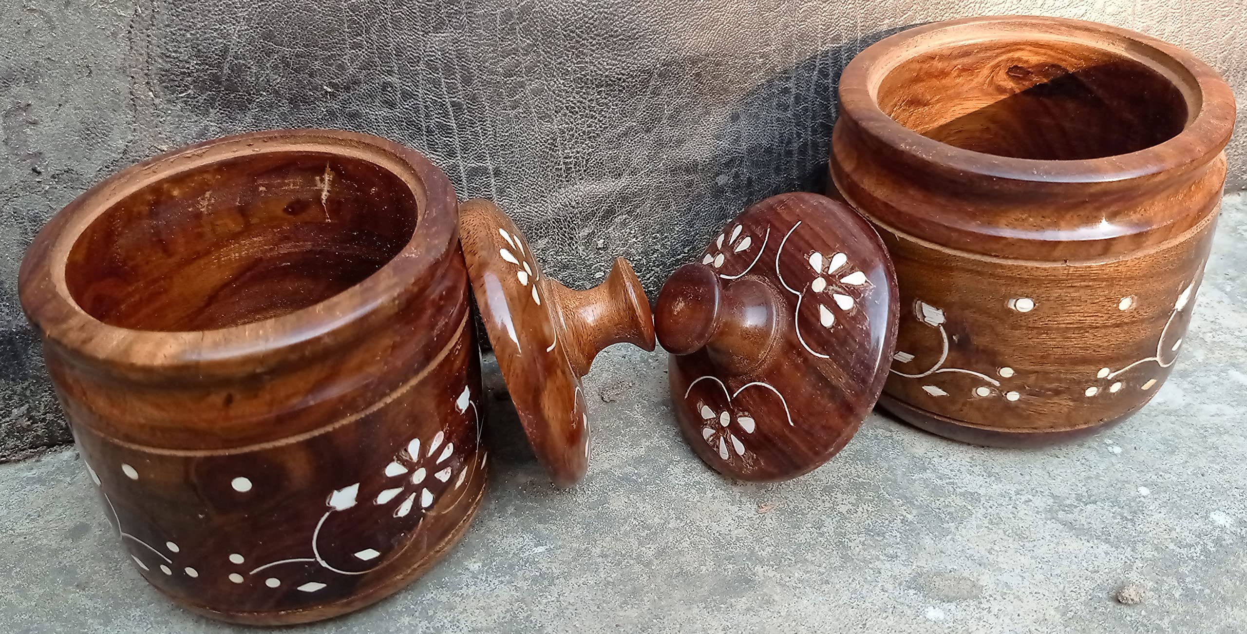 Wooden Beautiful And Useful Pickle Jar/Jar/Container Set Of 2