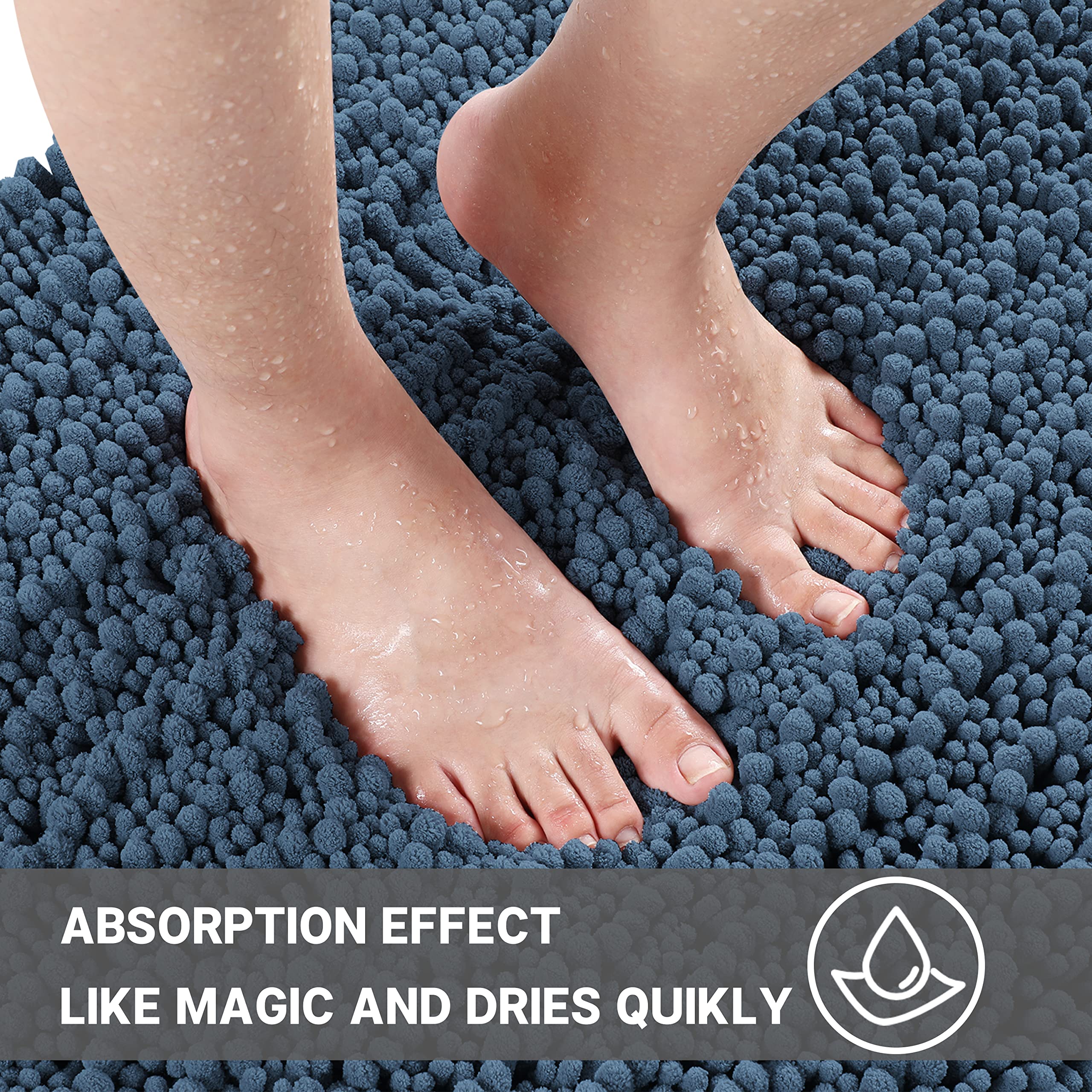 Yimobra Bathroom Rugs Sets 3 Piece, Fluffy Plush Chenille Baht Room Mats Set With Toilet Rug U Shaped, Shaggy Absorbent Non Slip