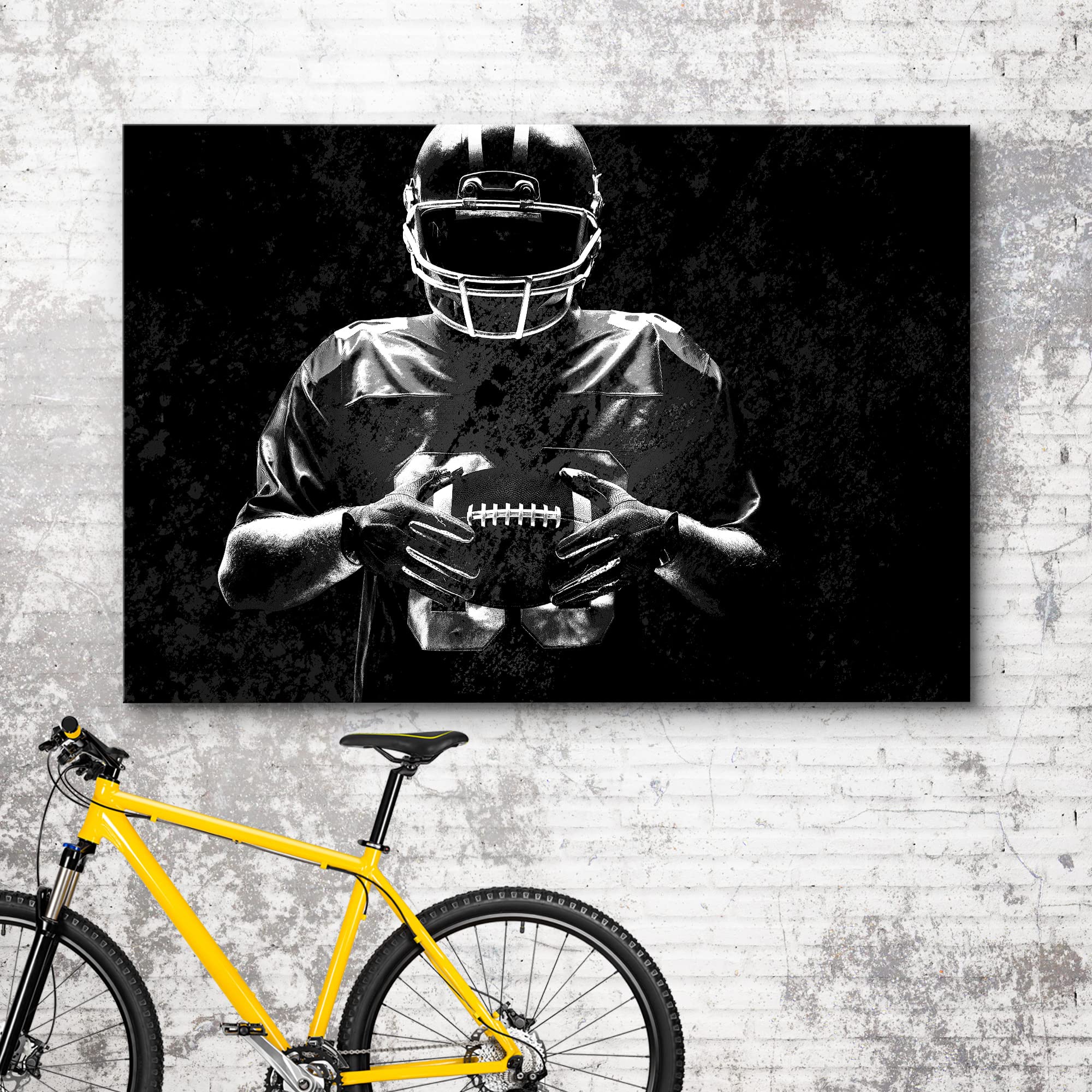 Wall26 Canvas Print Wall Art Black White Shadow Football Player Portrait Sports & Fitness Athletes Photography Realism Boy'S Bed