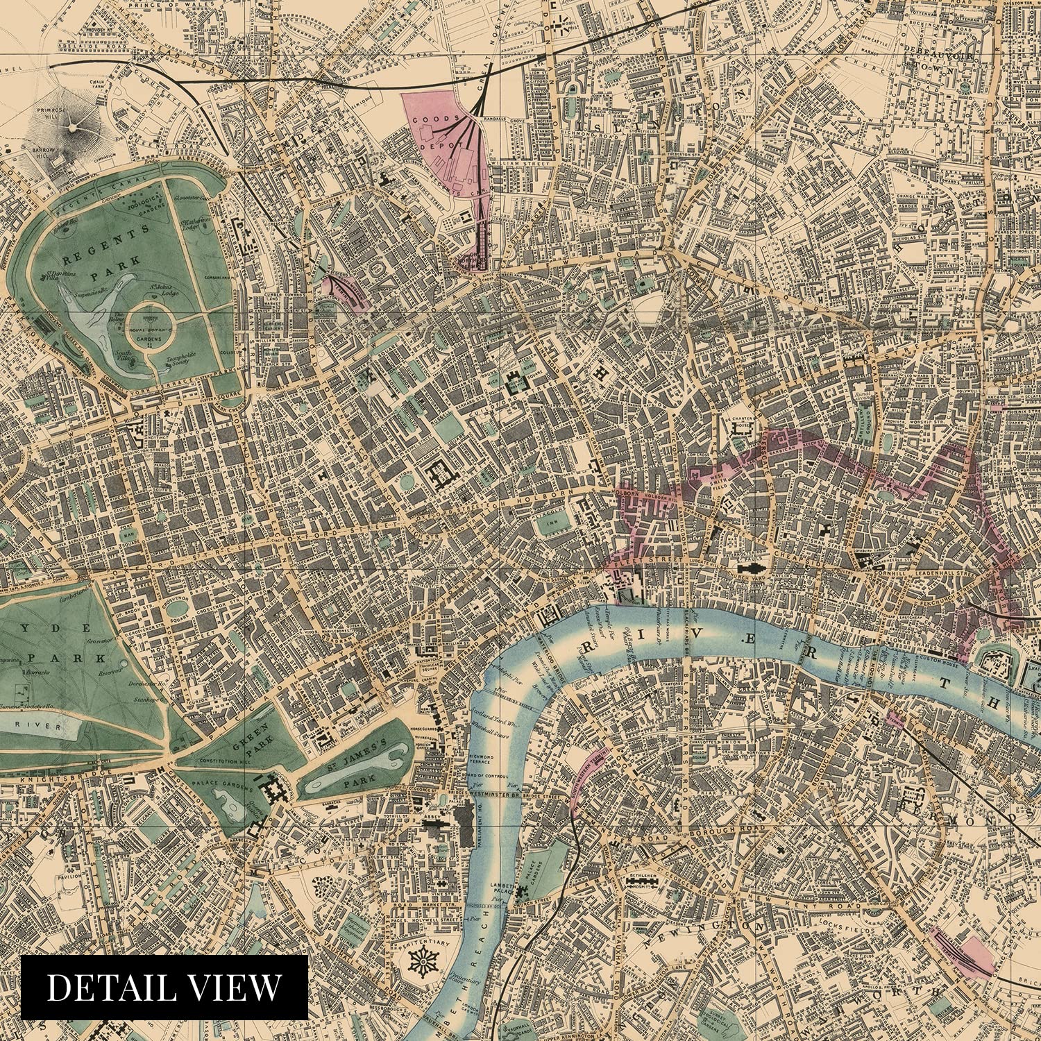 Historix Vintage 1853 London England Map - 24X36 Inch City Of London Map Poster - Old Street Map Of London England - History Map