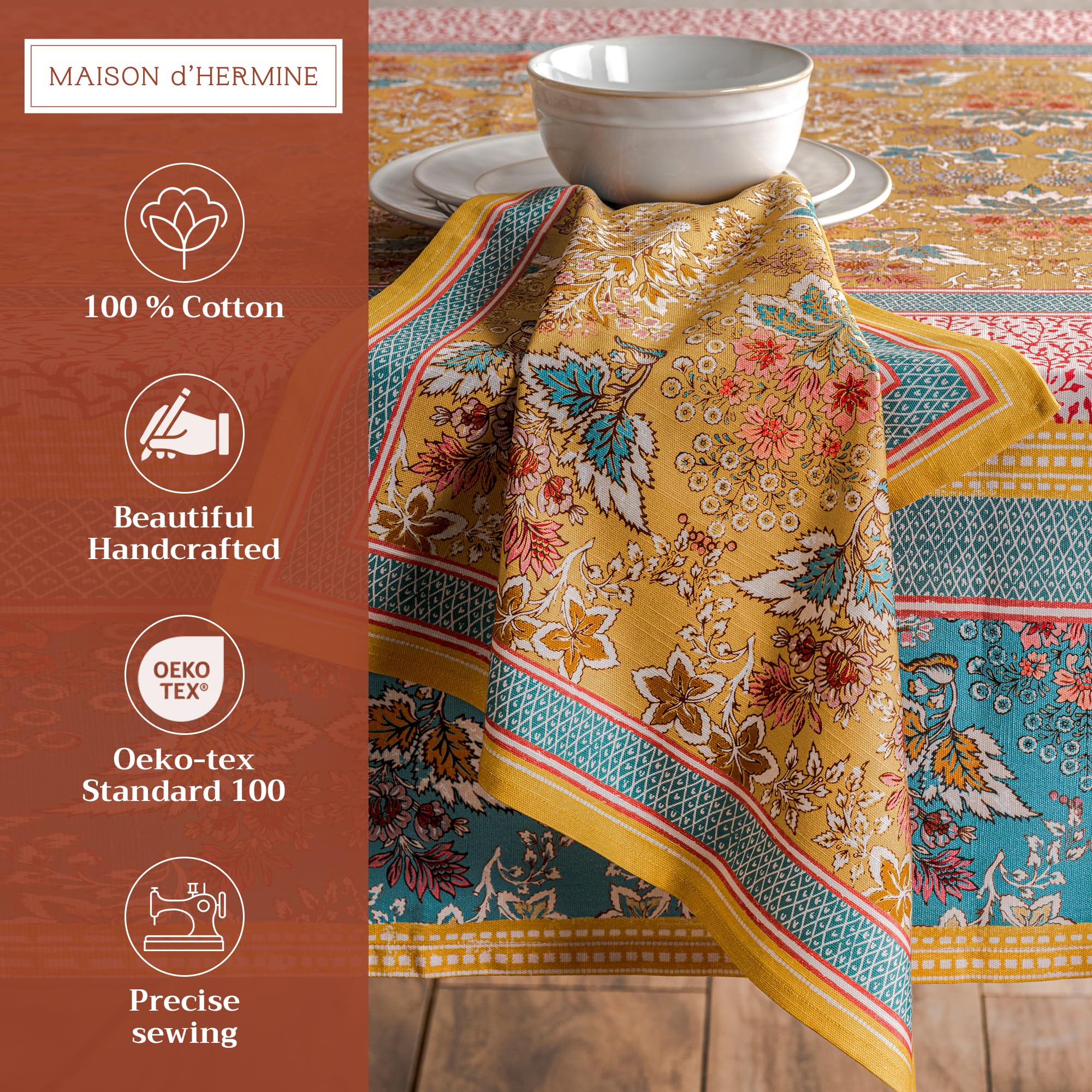 Maison D Hermine Napkin 100% Cotton Set Of 4 Decorative Washable Table Cloth Napkins For Gifts, Dining, Home, Wedding, Banquet,