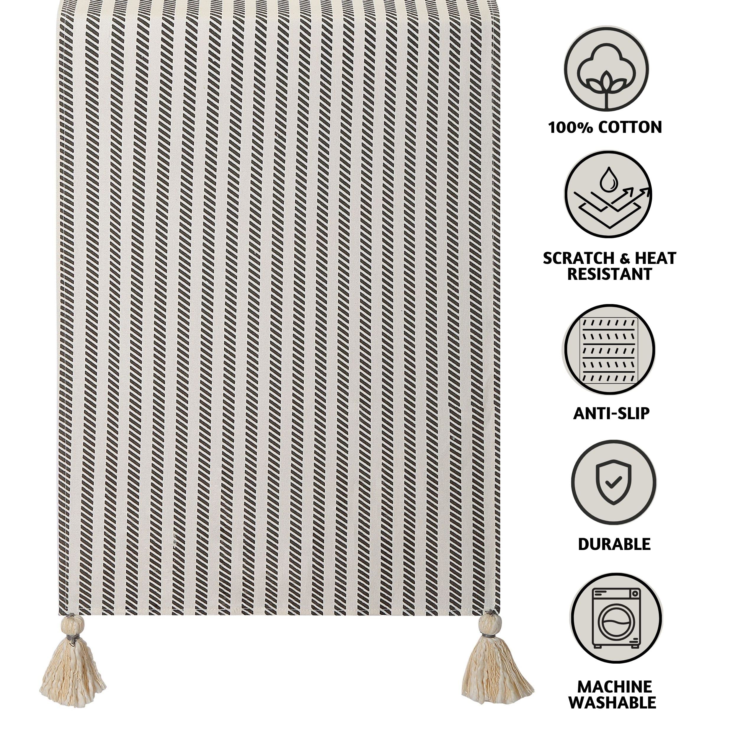 Folkulture Table Runner 108 Inches Long With Tassels For Home Dining Table, Farmhouse Style D  Cor Or Kitchen, 100% Cotton Boho