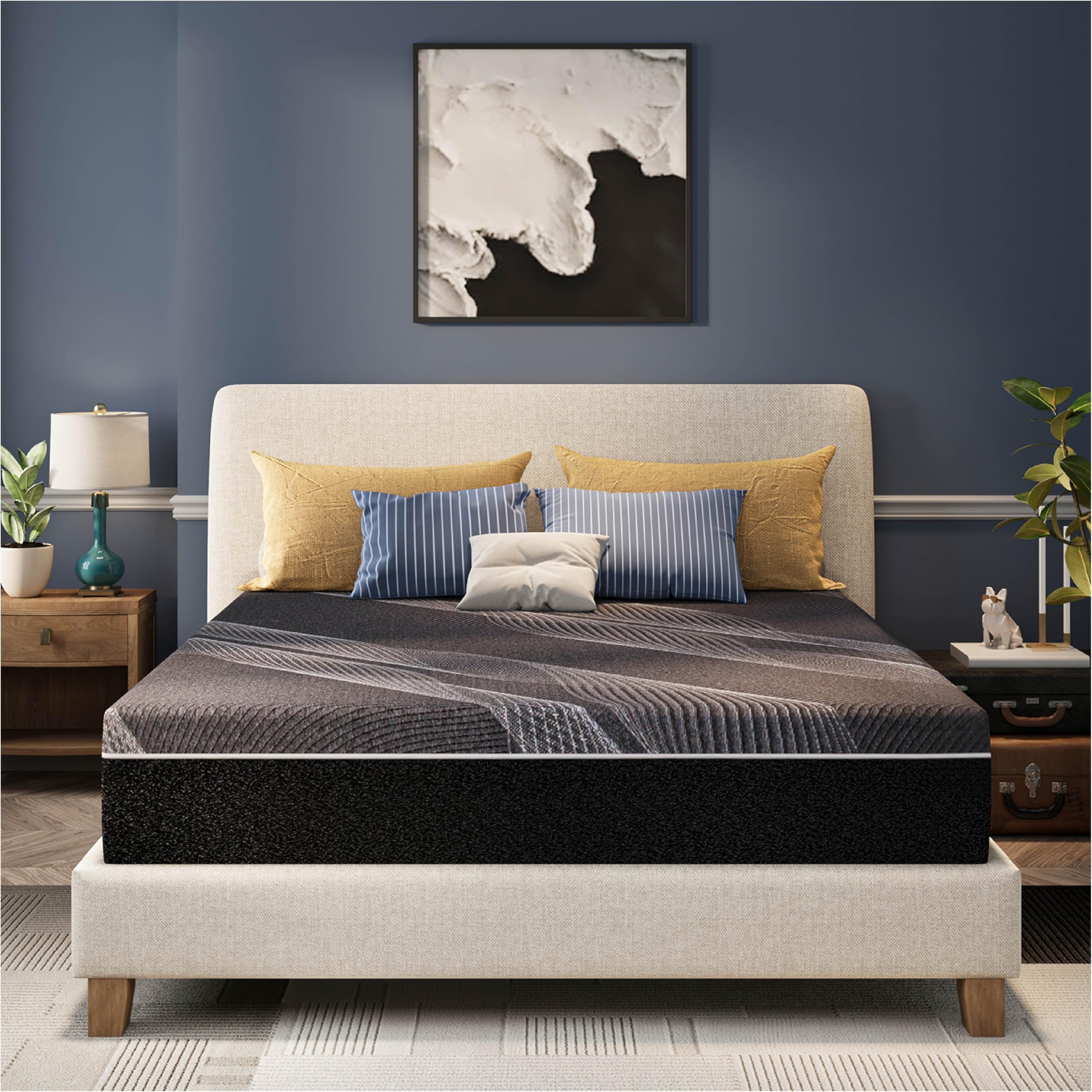 CH Charme House 12 Inch King Mattress, Bamboo-Charcoal Memory Foam Mattress, Cooling & Pressure Relief, Bed in a Box, Foam Made 
