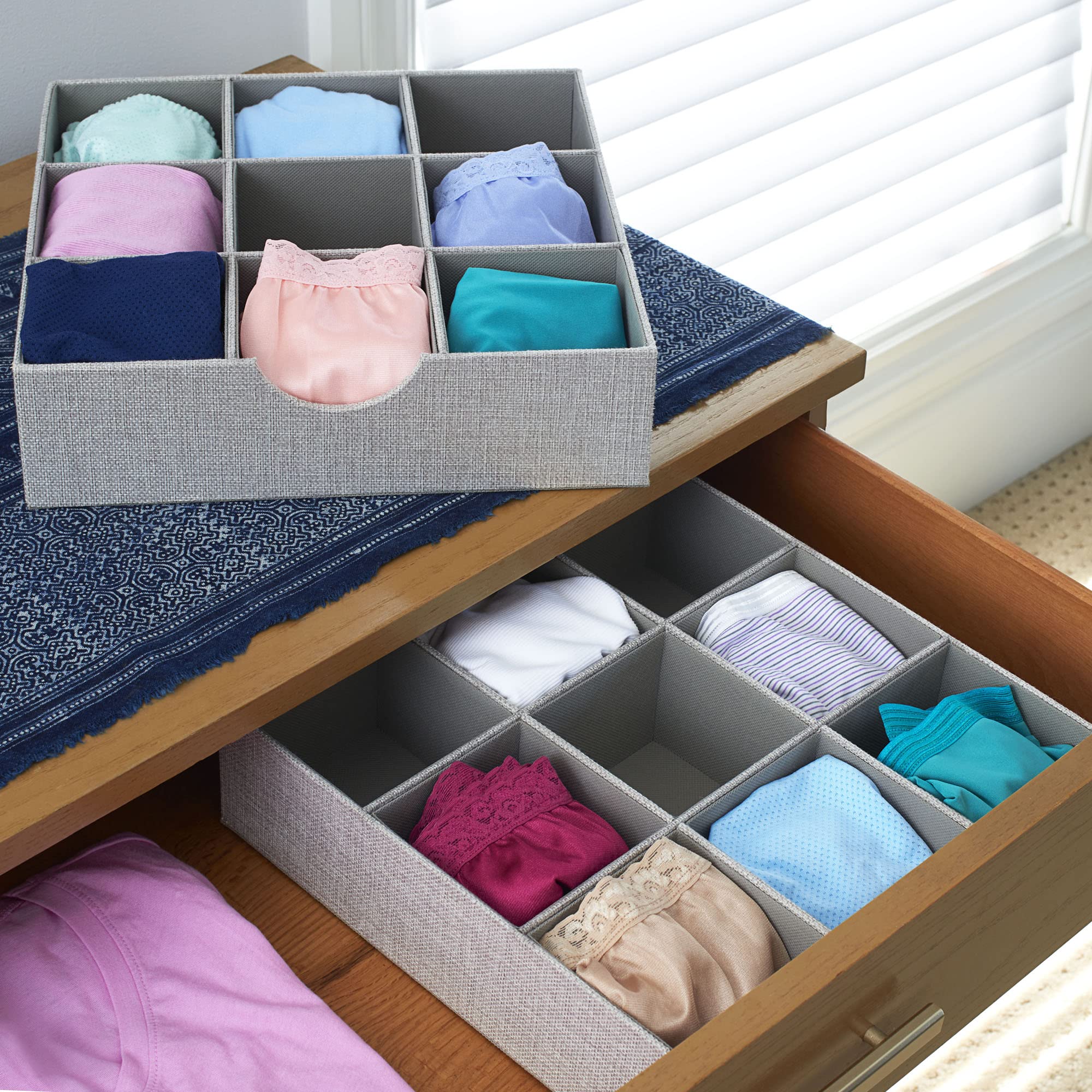 Household Essentials Drawer Organizer Tray 2 Pack, Gray, Silver