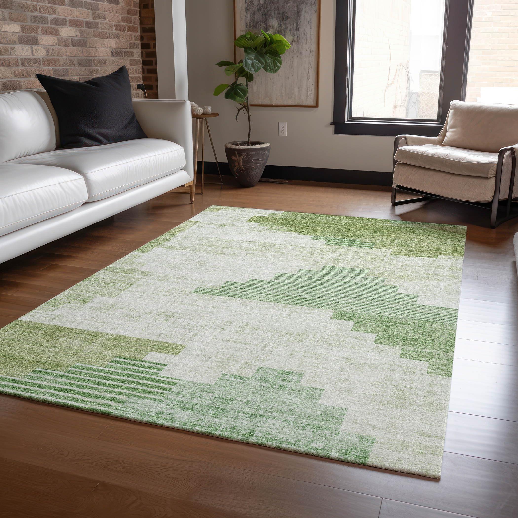 Machine Washable Indoor/Outdoor Chantille Sage 9 x 12 Rug