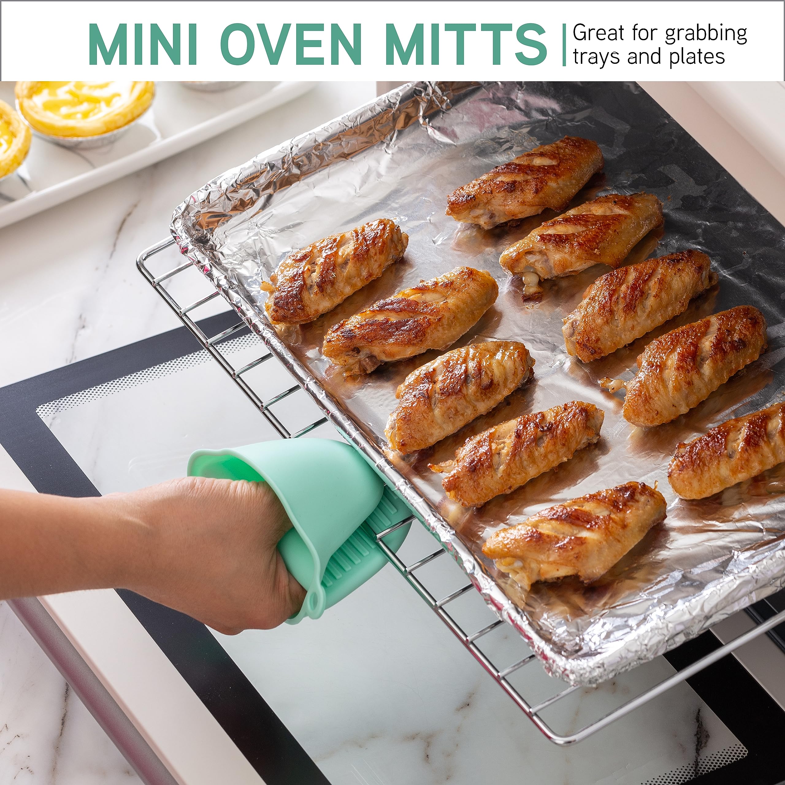Cook With Color Silicone Oven Mitts- Heat Resistant Gloves With Soft Quilted Lining Oven Mitt Pot Holders For Cooking And Bbq, M