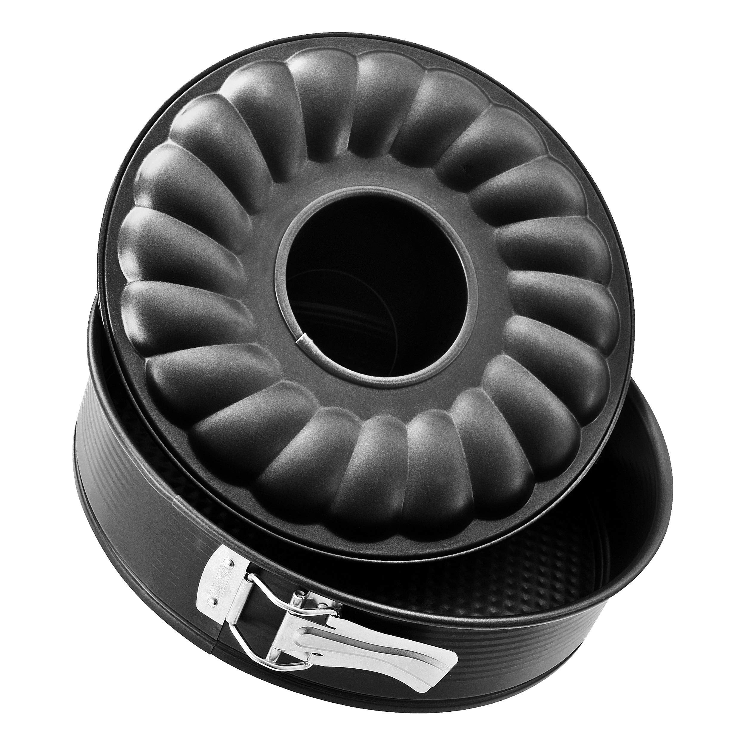 Zenker 10-Inch Non-Stick Carbon Steel Springform Pan With 2 Bases, Standard And Bund