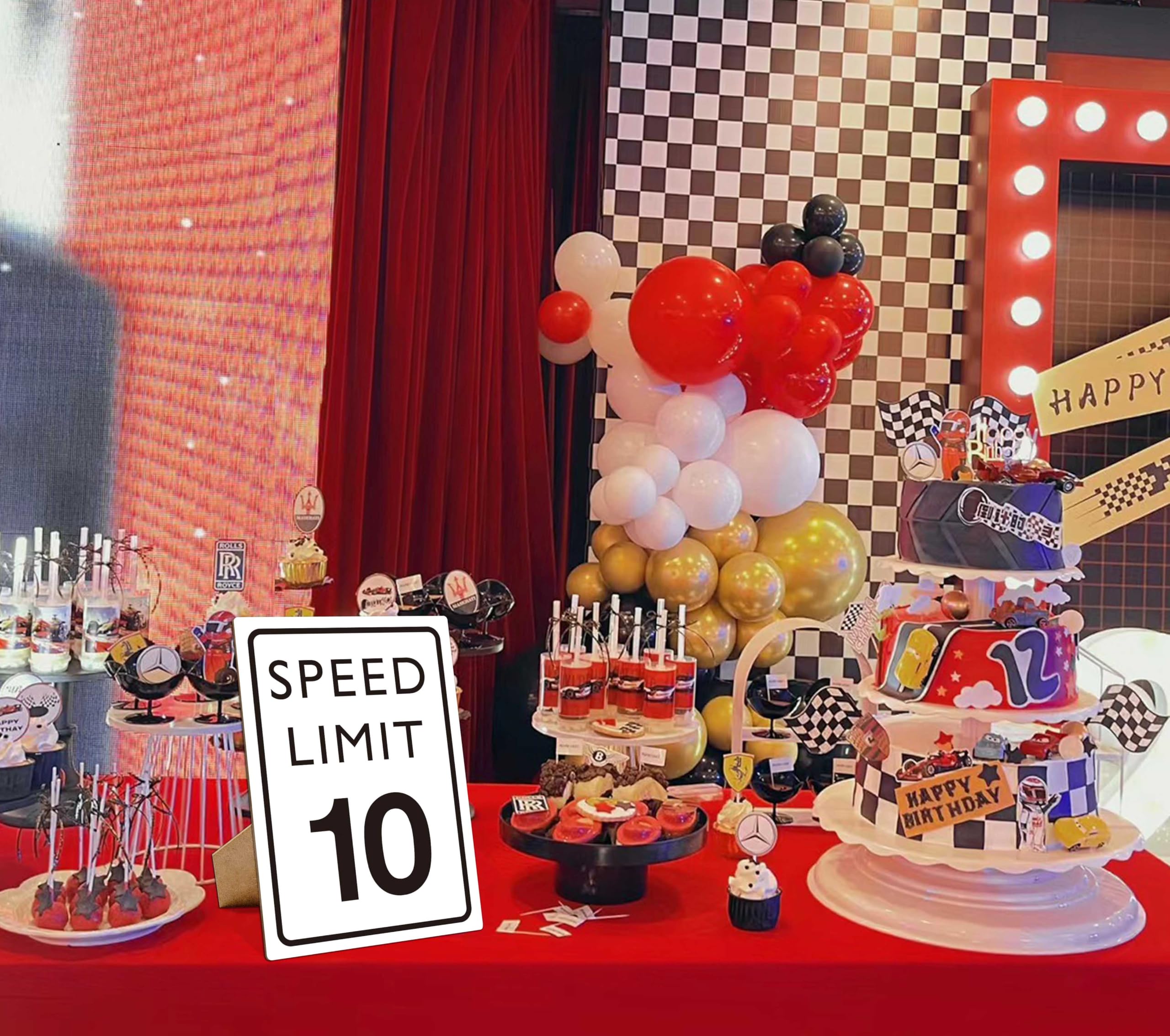 Muruseni Race Car Birthday Decor, Speed Limit Sign, Fast Ten, Race Car Birthday Party Decorations, 8  11 Wooden Play Sign with S