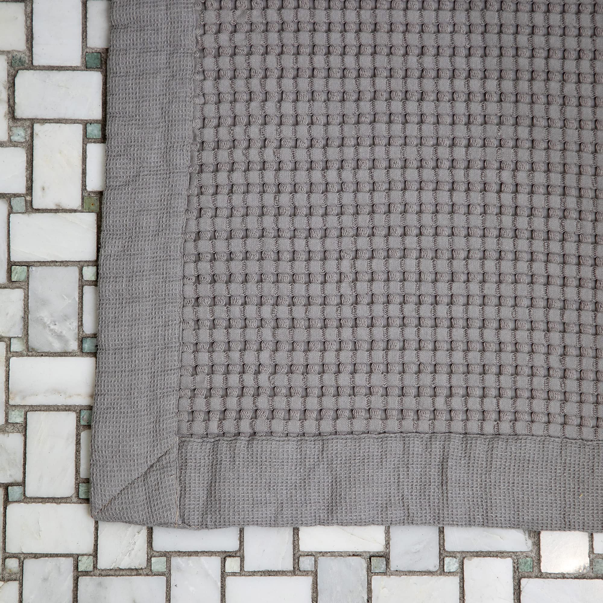 Gilden Tree Bathroom Mat Absorbent Cotton Quick Dry For Shower, Bath & Bathtub Washable Thin, Modern Style (Pewter)