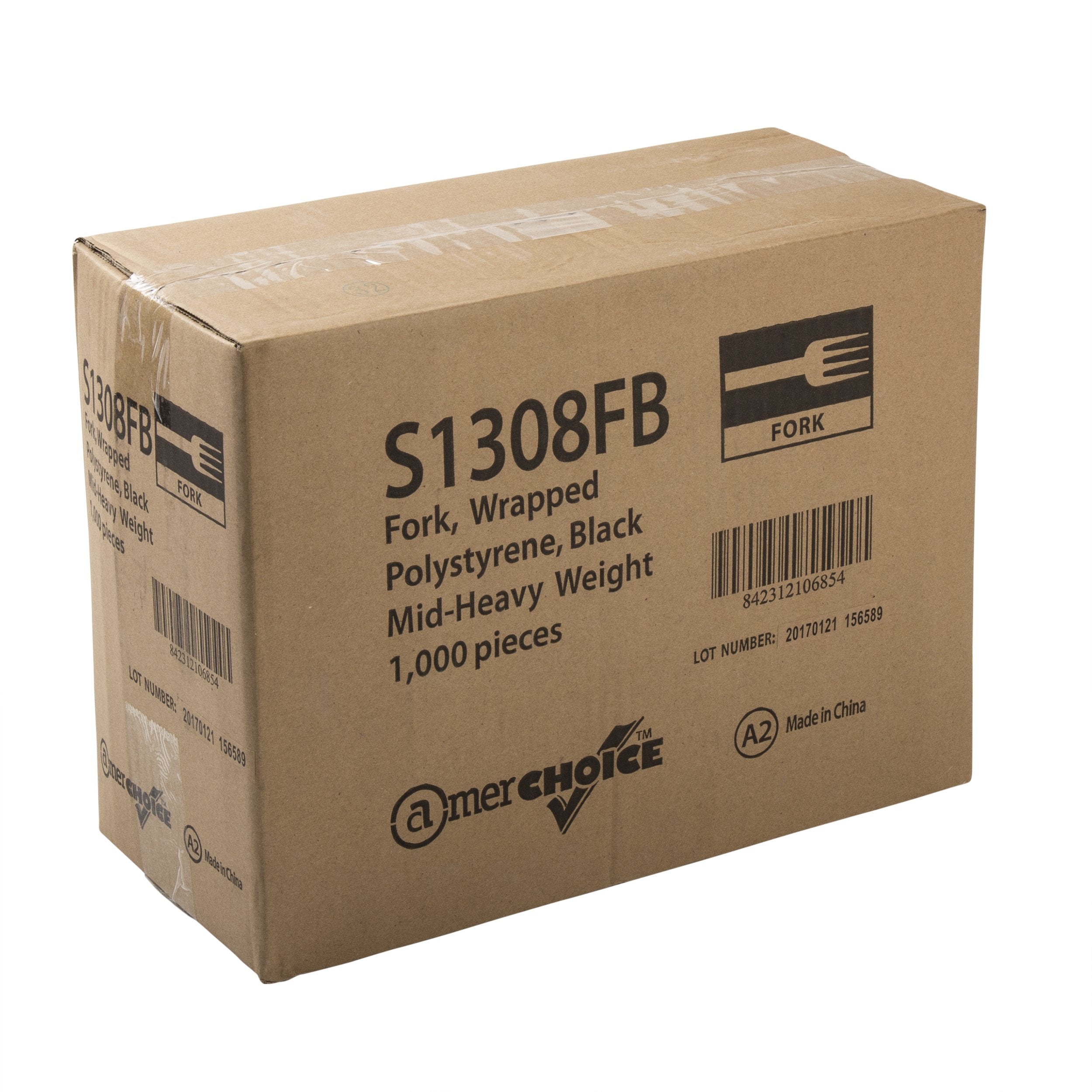 Amercareroyal Medium-Heavy Weight Unwrapped Disposable Polystyrene Plastic Forks For Restaurants And Catering, Black, Pack Of 10