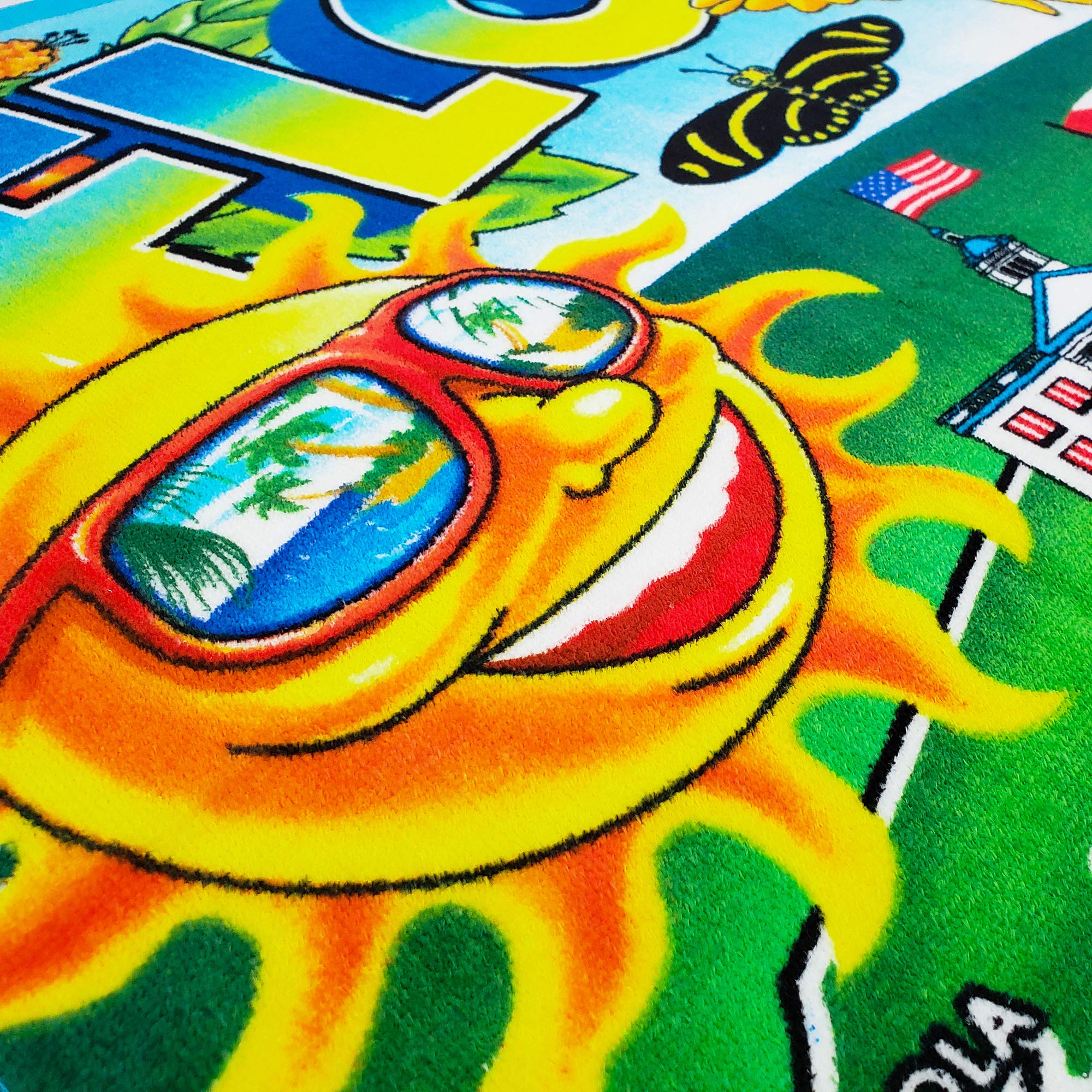 Florida Map Beach Towel 30 X 60 Inch 100% Cotton - Sunshine State (One Towel)