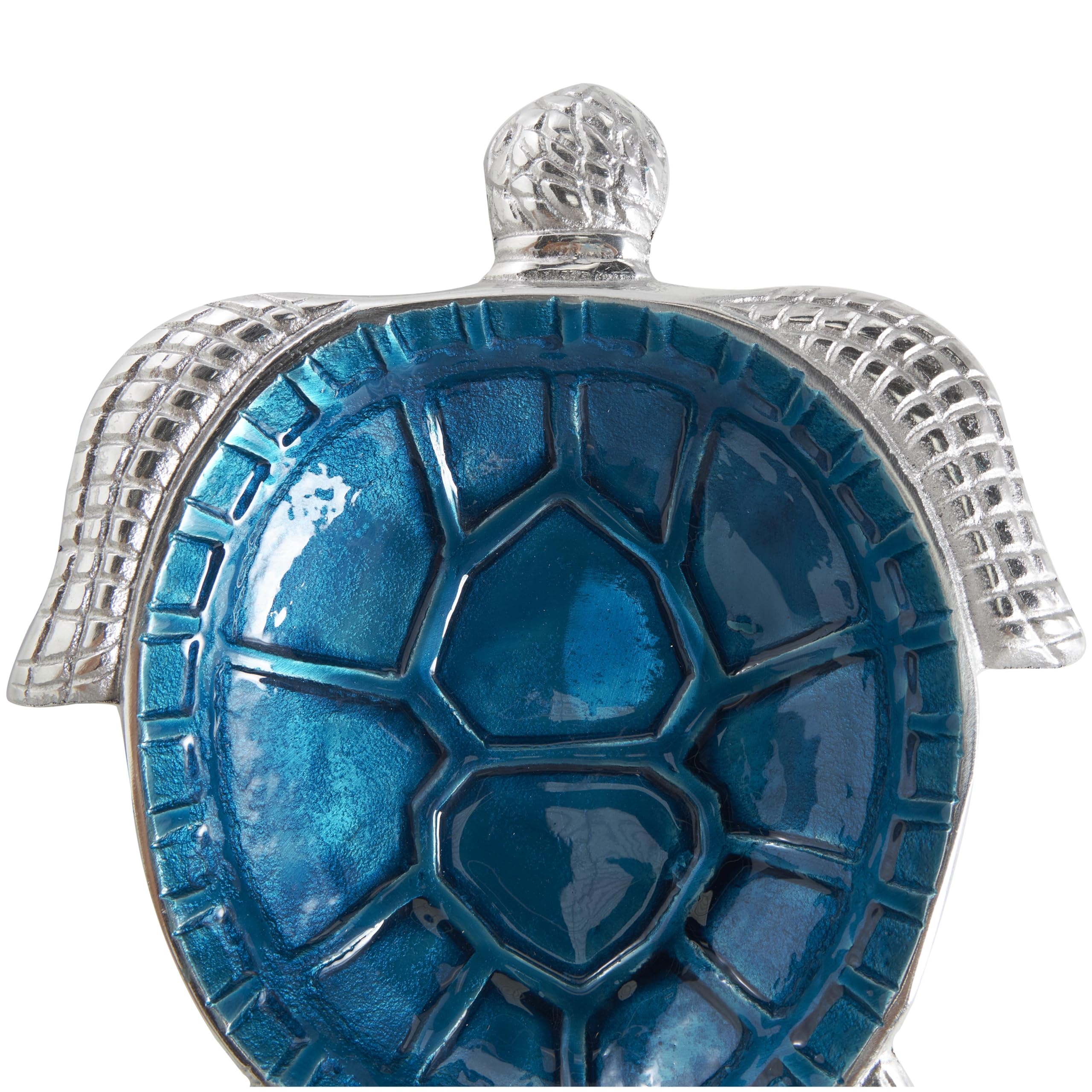 Deco 79 Aluminum Metal Turtle Decorative Bowl Decorative Bowl Enameled Decorative Containers with Silver Metal Exterior, Set of