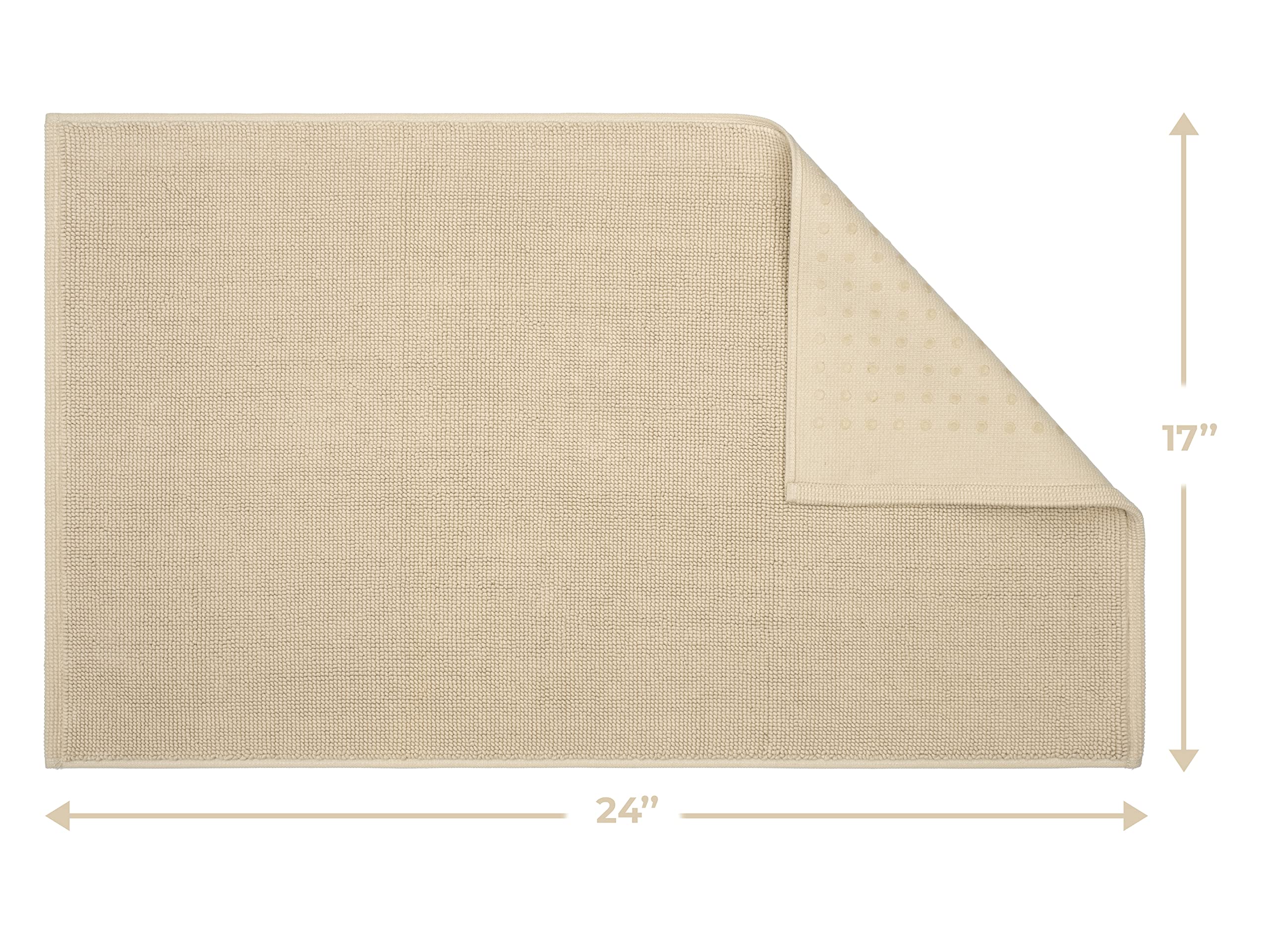 Cotton Paradise Bath Rug for Bathroom  17x24 inch 100% Cotton Non Slip Bath Mat Rug  Soft Absorbent Machine Washable  Beige Bath Rug