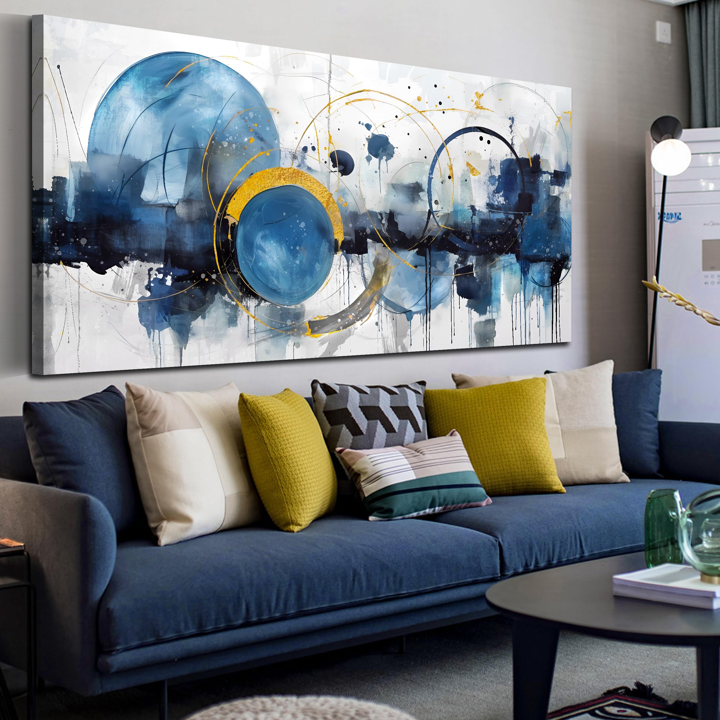 Zhaoshop Modern Art Work For Wall Decor - Abstract Art Room Decor For Teens - Blue Pictures Wall Decor Ready To Hang Size 30'' X