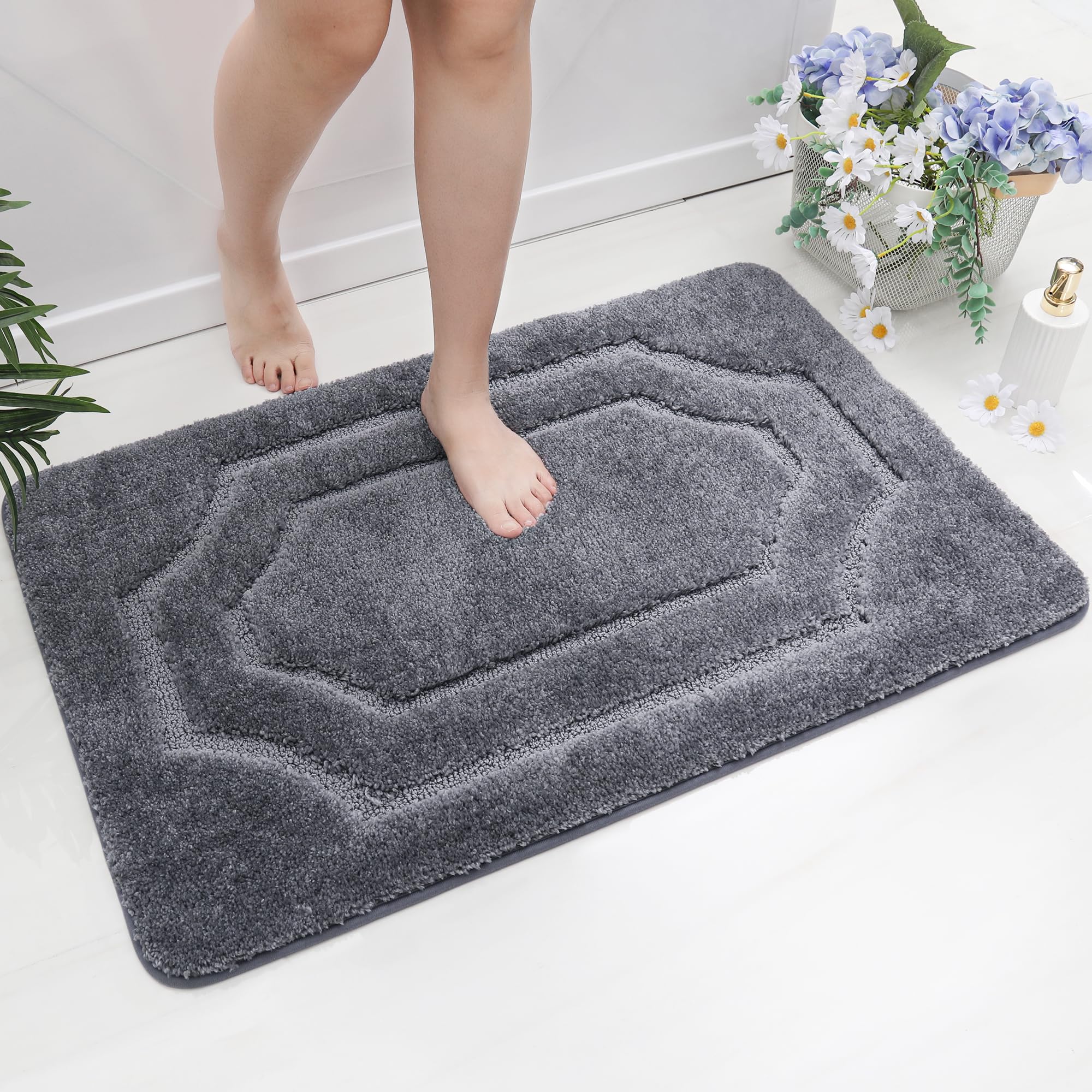 Beqhause-Bathroom-Rugs-Soft& Absorbent-Non-Slip-Bath Mats For Bathroom Polyester Microfiber Bath Mat Machine Washable Bathroom C