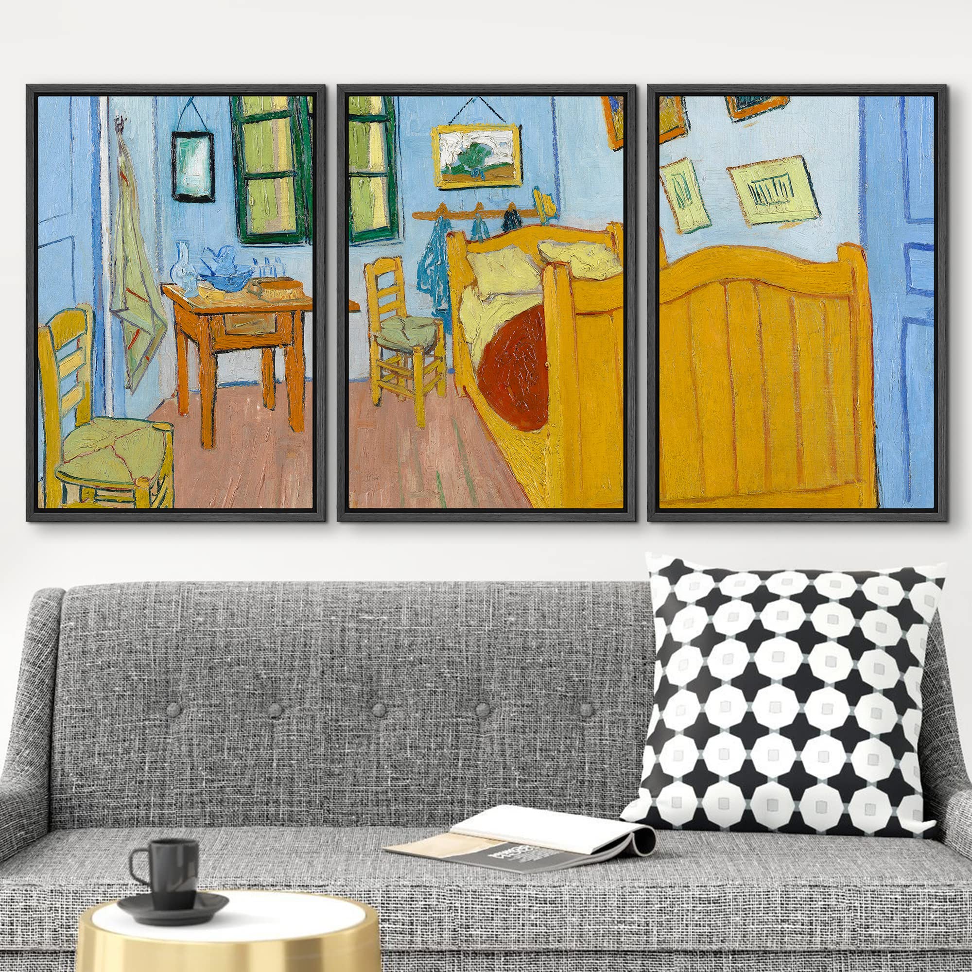 Wall26 Framed Canvas Print Wall Art Set The Bedroom By Vincent Van Gogh Nature Wilderness Illustrations Fine Art Relax/Calm Mult
