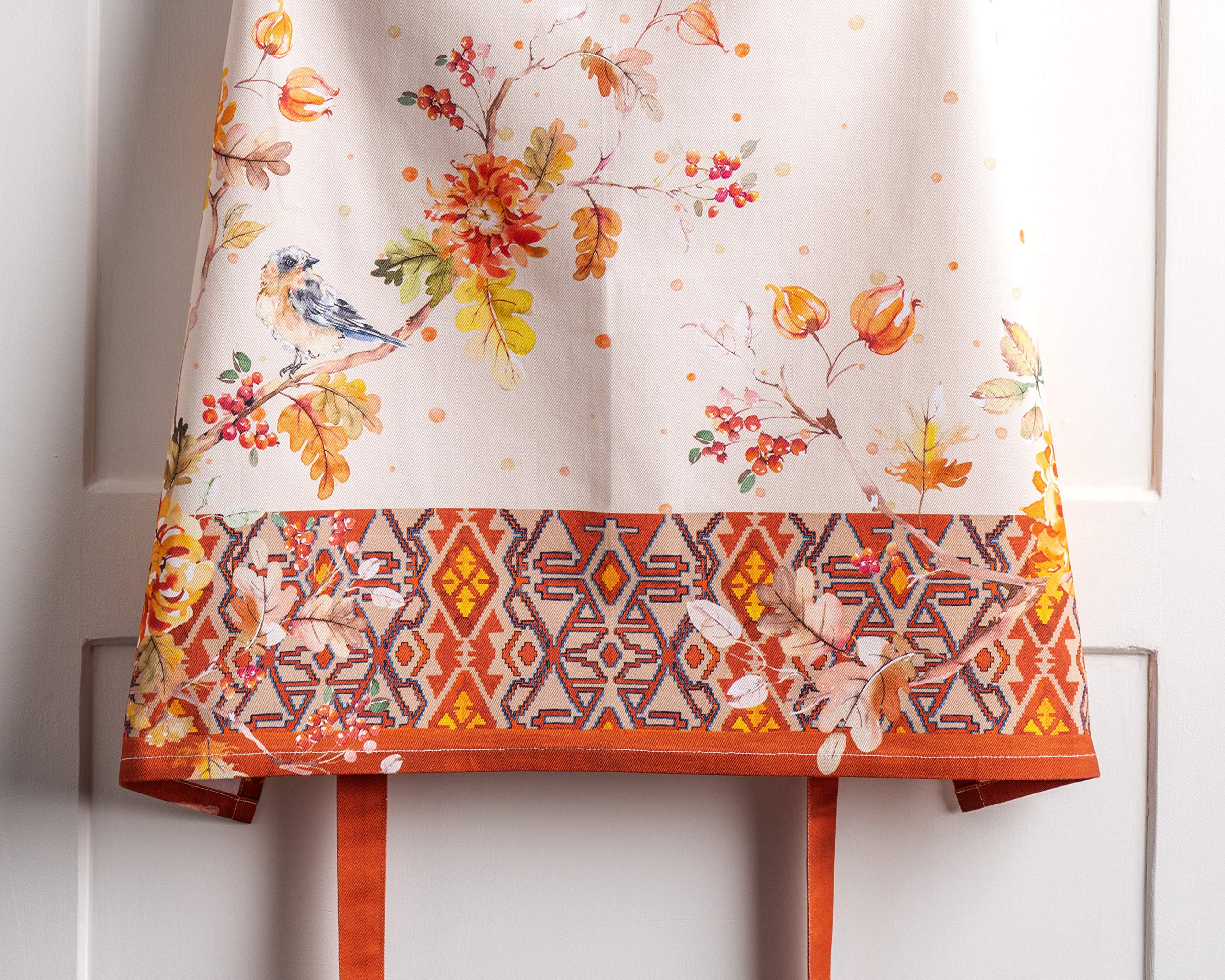 Maison D' Hermine Kelim 100% Cotton 1 Piece Kitchen Apron With An Adjustable Neck & Hidden Centre Pocket With Long Ties For Wome