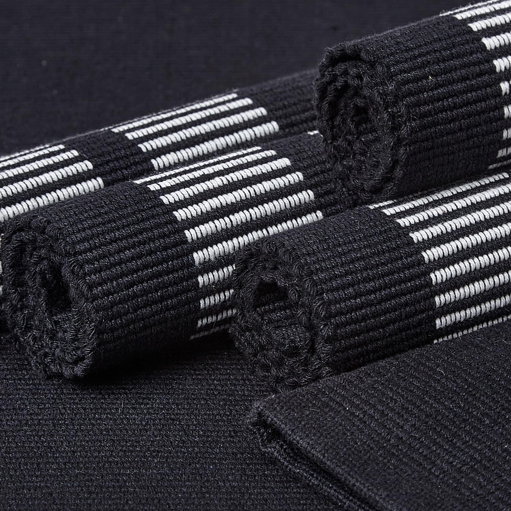 Encasa Xo Dining Placemat Set Of 6 | Ladder Black Color | Fine Ribbed Cotton Table Mat | Size 18X13 In | Machine Washable