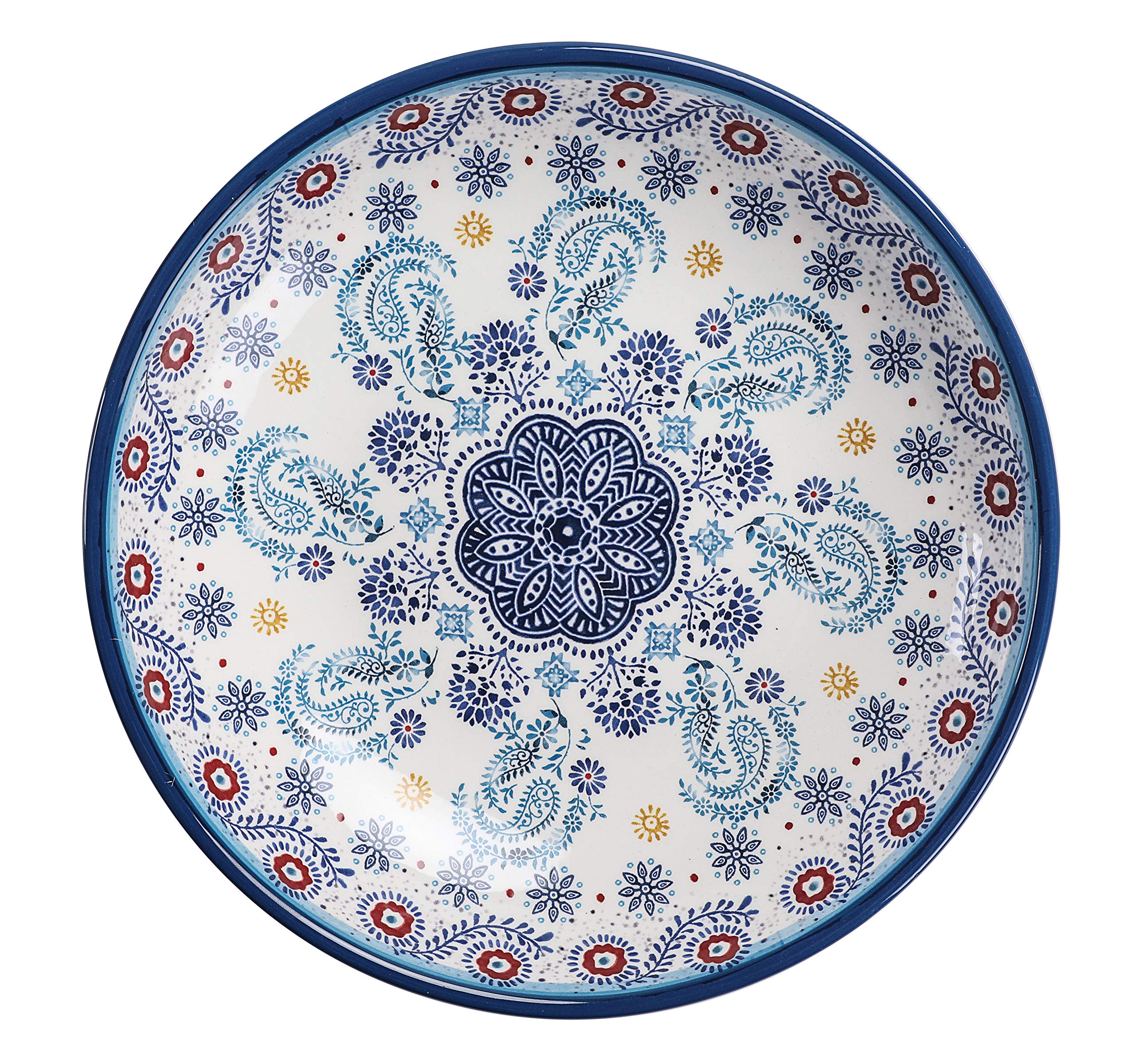 Bico Protea Cynaroides Ceramic 35Oz Dinner Bowls, Set Of 4, For Pasta, Salad, Cereal, Soup & Microwave & Dishwasher Safe