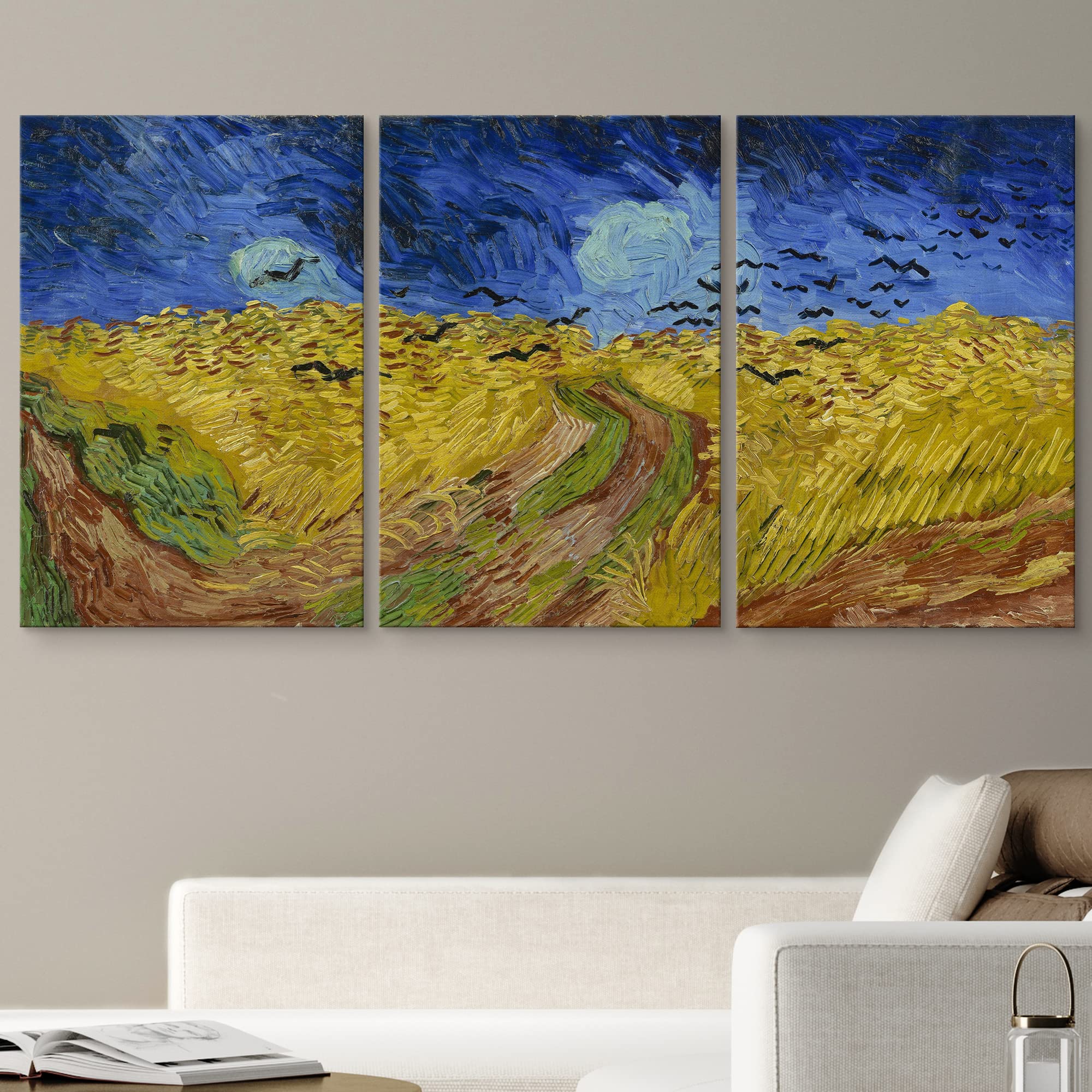 Wall26 Canvas Print Wall Art Set Wheat Field With Crows By Vincent Van Gogh Nature Wilderness Illustrations Fine Art Relax/Calm