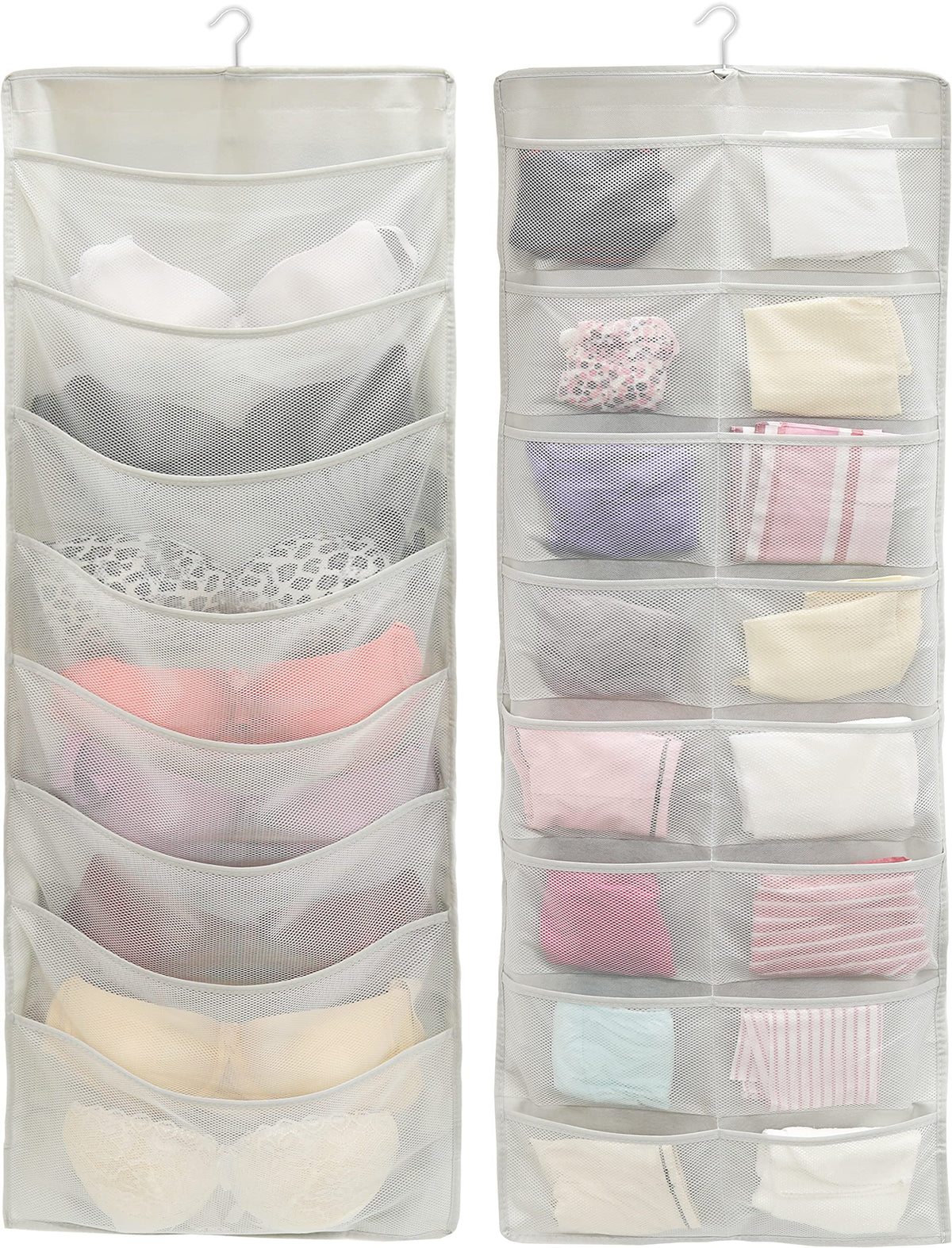 Simple Houseware 24-Pocket Double-Sided Hanging Closet Underwear Organizer, Grey - Pack Of 1