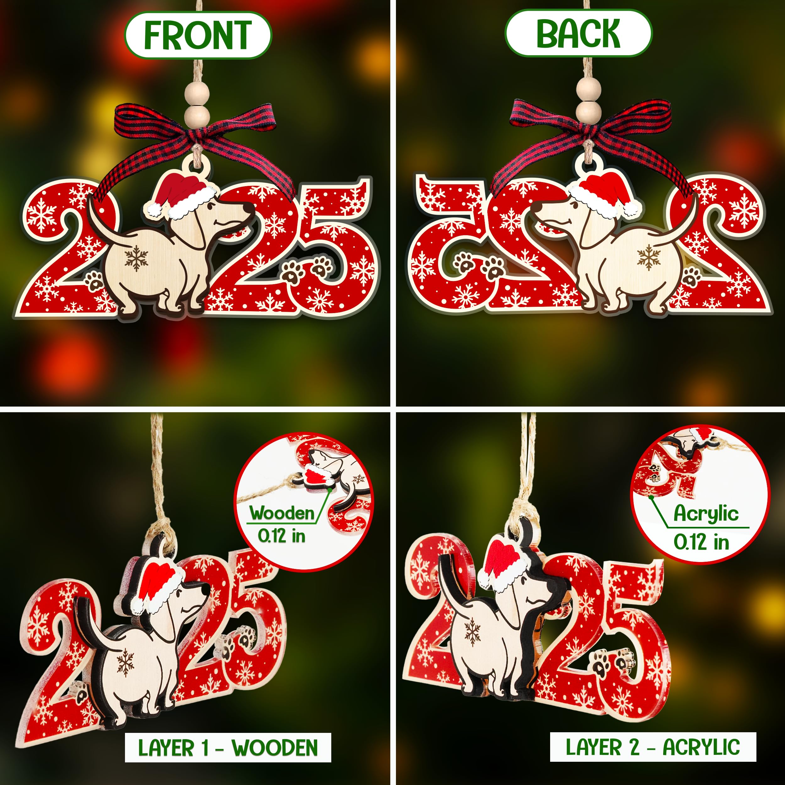 HEXMOZ Dog Christmas Ornaments 2025 - Funny Dog Ornament for Christmas Tree - Dogs Lover Gifts for Women, Mom Lady, Dogs Owners,
