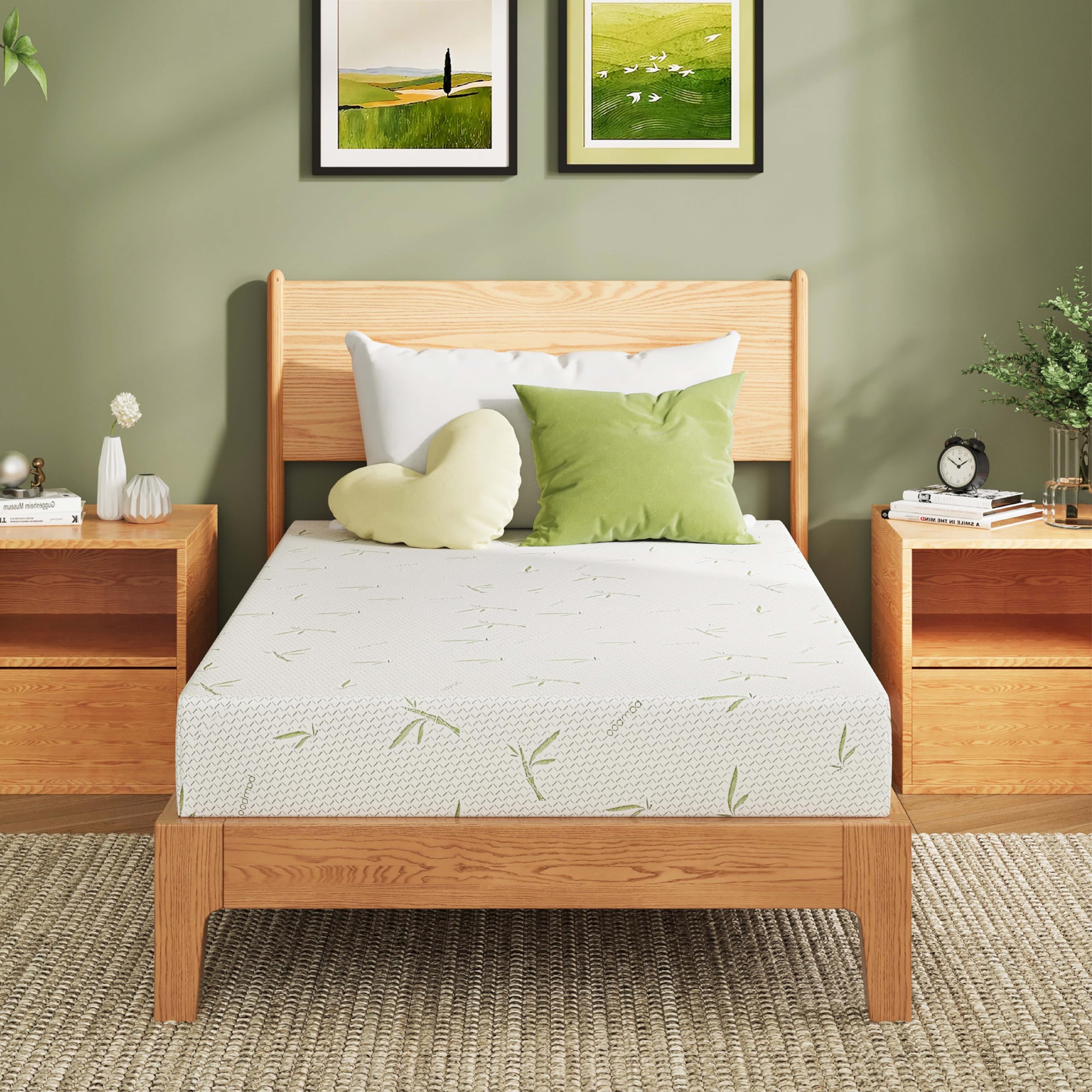 EGOHOME 5 Inch Twin Mattress, Cooling Green Tea Gel Memory Foam for Pressure Relief, Medium Firm Support, Fiberglass Free, Bed i