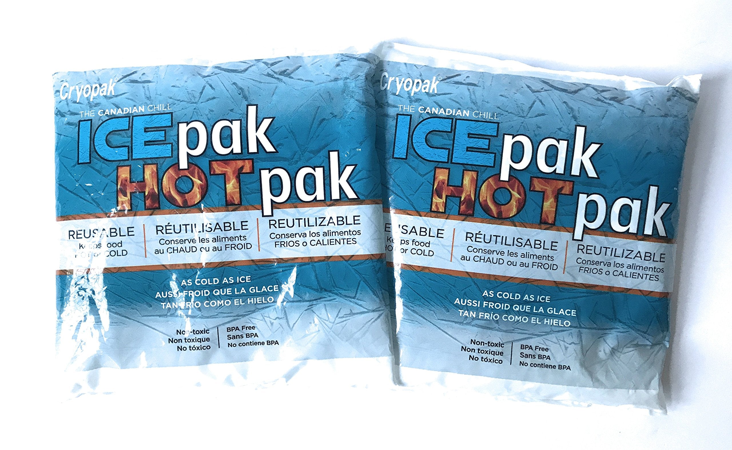 Cryopak Reusable Soft Ice Packs - Pack Of 2 Large Size Ice Packs For Lunch Boxes, Coolers And More - Hot And Cold - Great Value