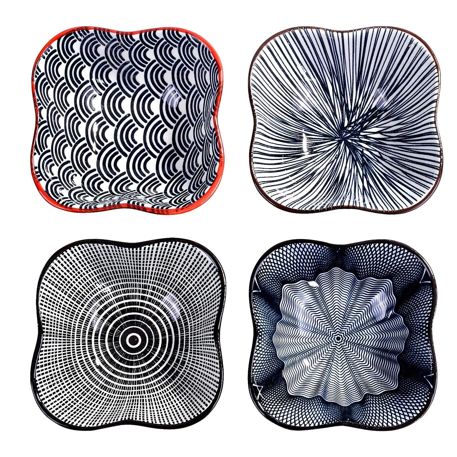 Whitenesser Dipping Bowls Set Of 4, Japanese Porcelain Soy Sauce Dish Bowl Seasoning Dishes Soy Dipping Sauce Dishes (Hx)