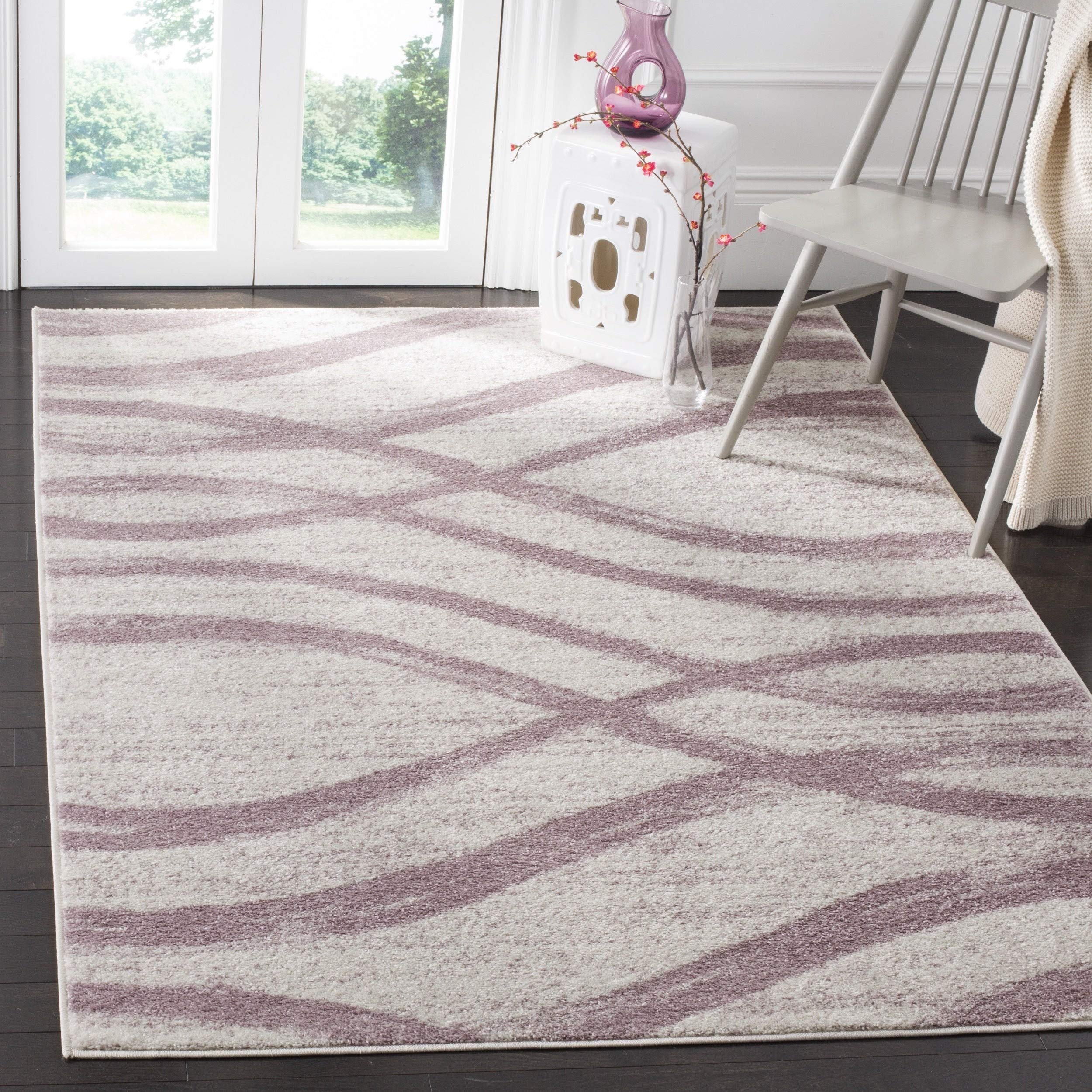 SAFAVIEH Adirondack Collection 6 Square Cream / Purple ADR125L Modern Wave Distressed Non-Shedding Living Room Bedroom Dining H