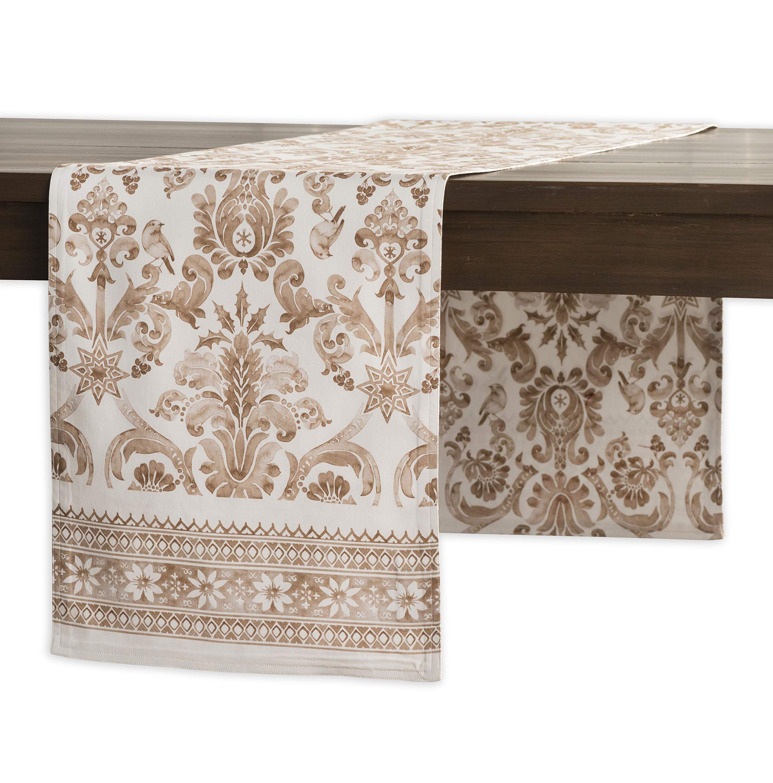 Maison D' Hermine Tablerunner 100% Cotton 14.50Inch X 72Inch Decorative Table Runner, Dining, Holidays, Buffet, Allure (Double L