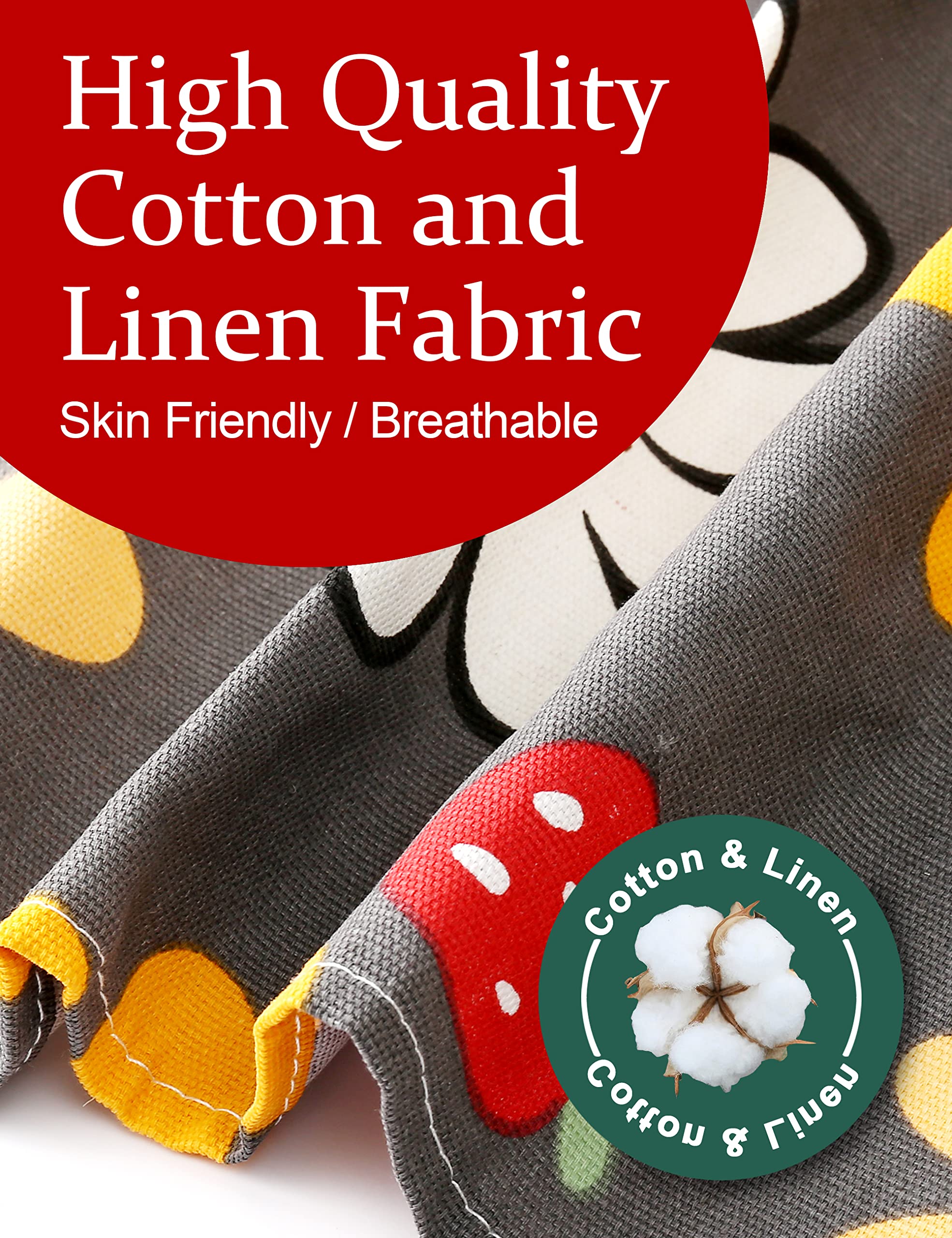 APRONNER Cross Back Plus Size Linen Aprons for Women with Pockets Blend Dress for Baking Cooking Gardening Works Sun Flowers
