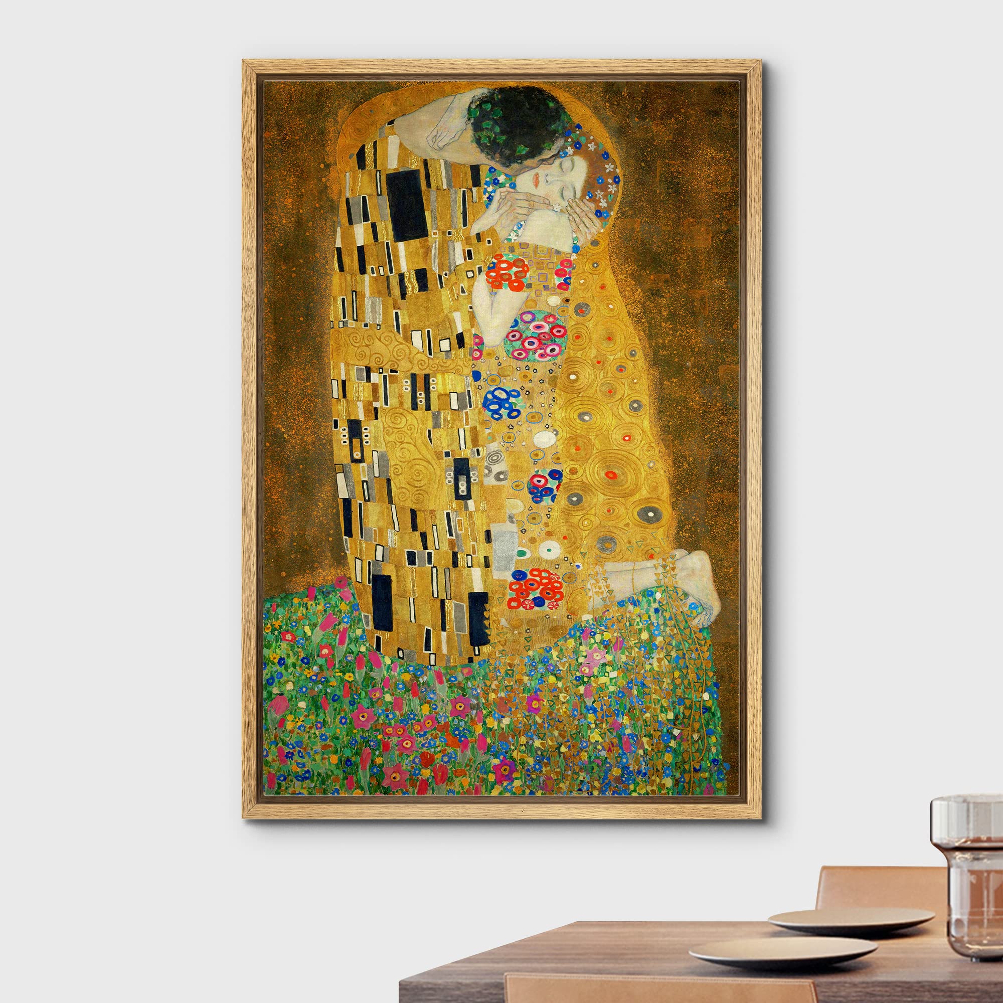 Wall26 Framed Canvas Print Wall Art The Kiss By Gustav Klimt People Historic Illustrations Fine Art Traditional Scenic Colorful