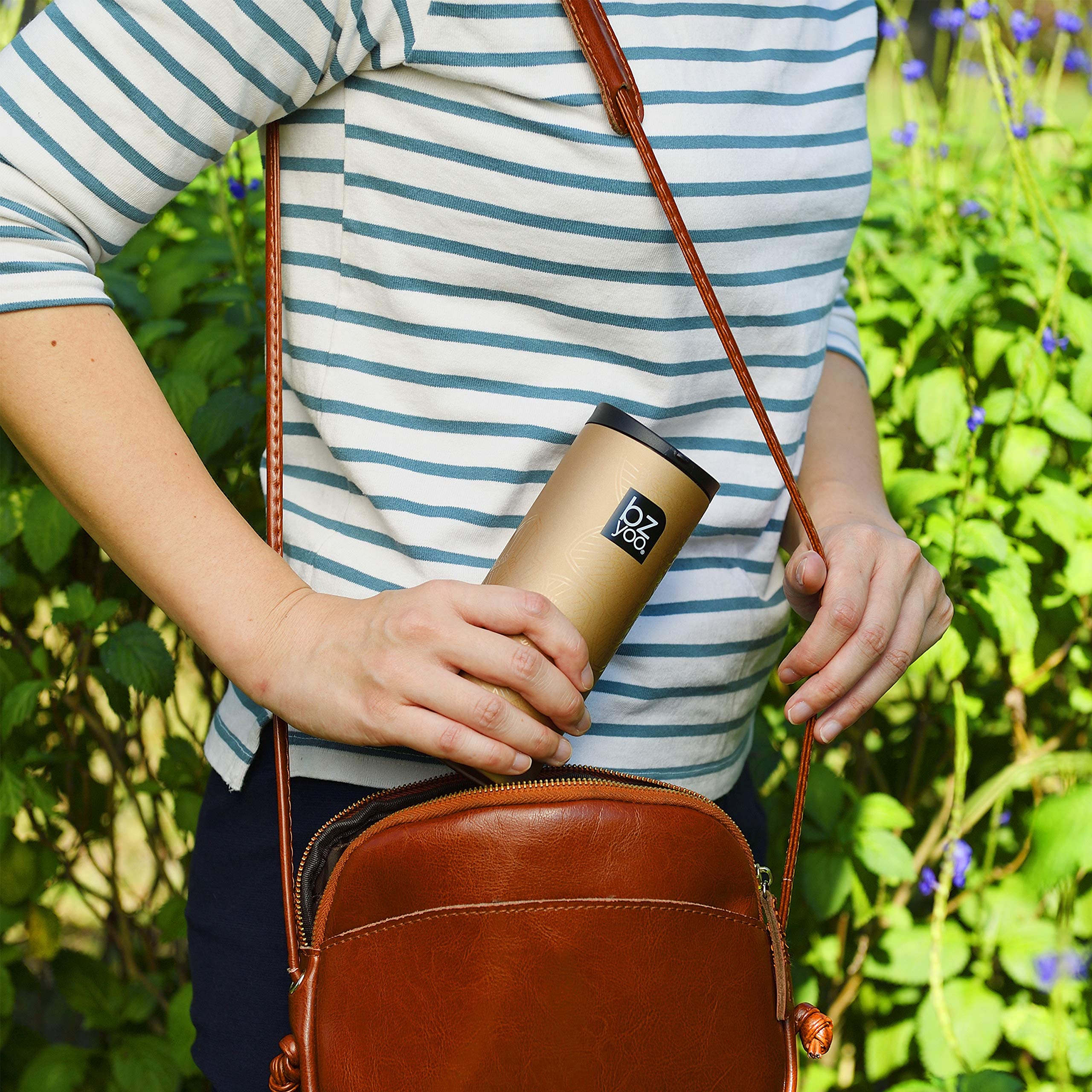 Bzyoo Brew 12Oz Stainless Vacuum Insulated Skinny Tumbler Coffee Drinking Mug Water Thermal Bottle With Leak Proof Lid For Every