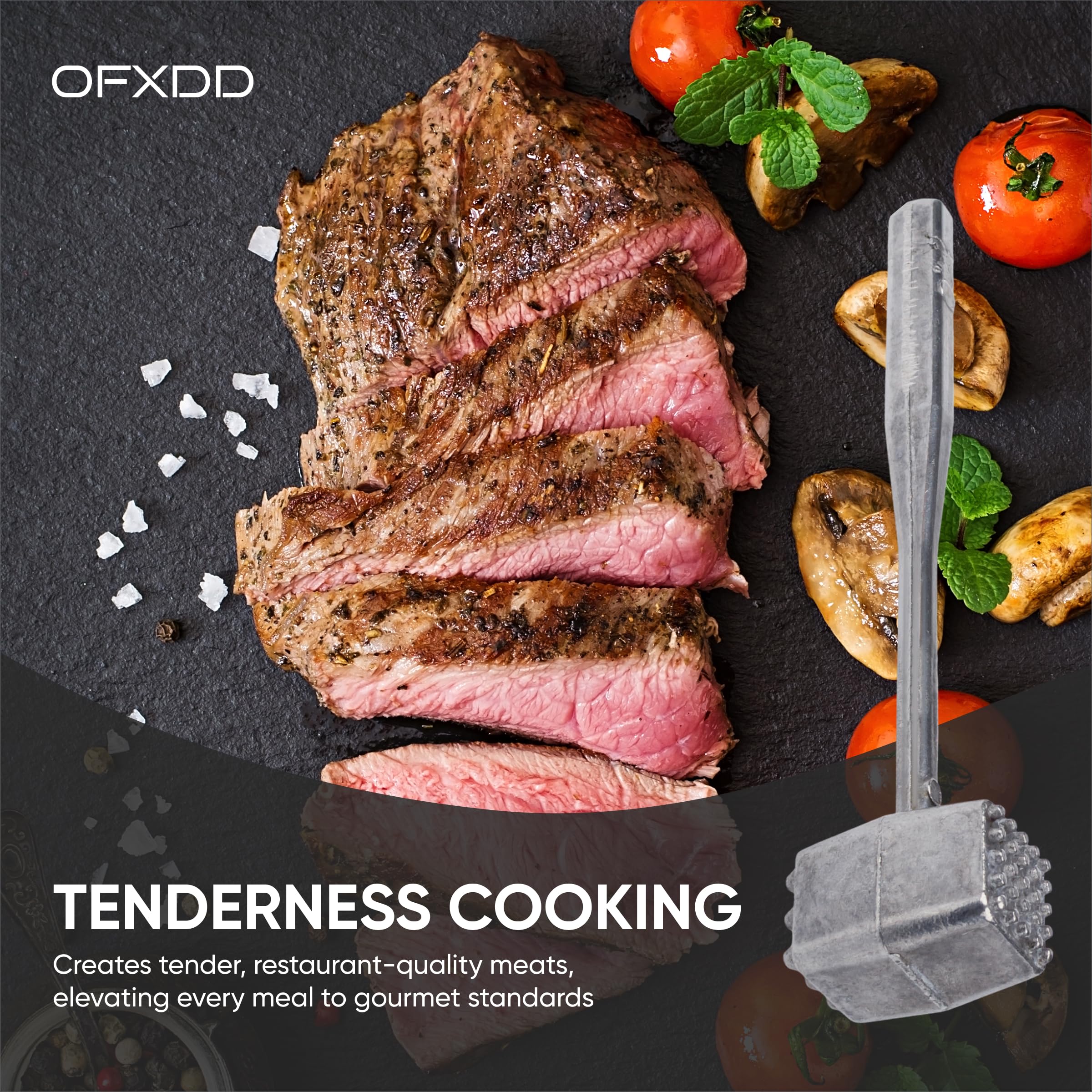 Commercial Aluminum Meat Tenderizer Mallet for Bbq - Professional Heavy Metal Food Hammer Tool Dishwasher Safe for Kitchen