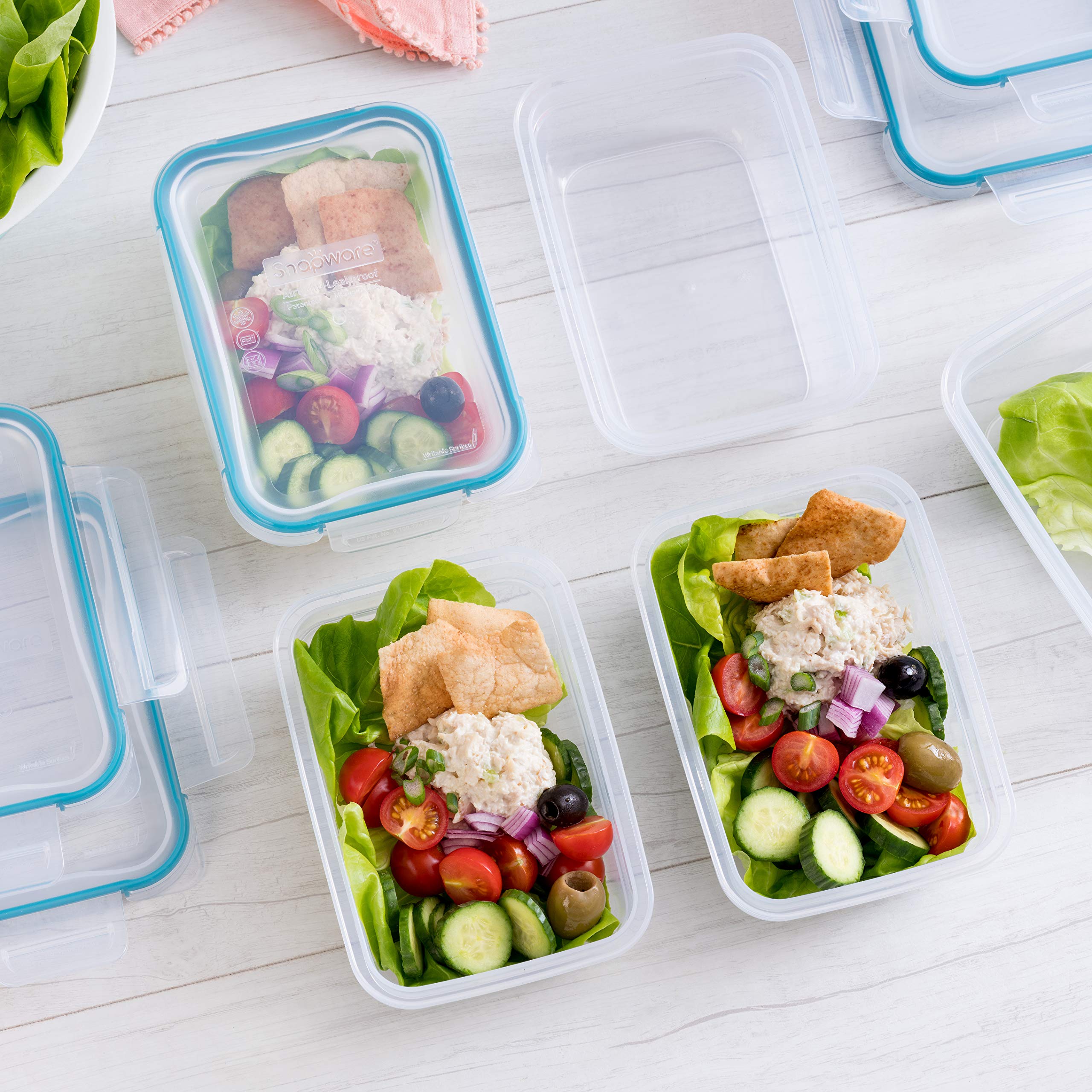 Snapware 5-Pack Plastic Food Storage Containers Set, Leakproof & Airtight, 3-Cup Size, BPA-Free, White, Model 1136622