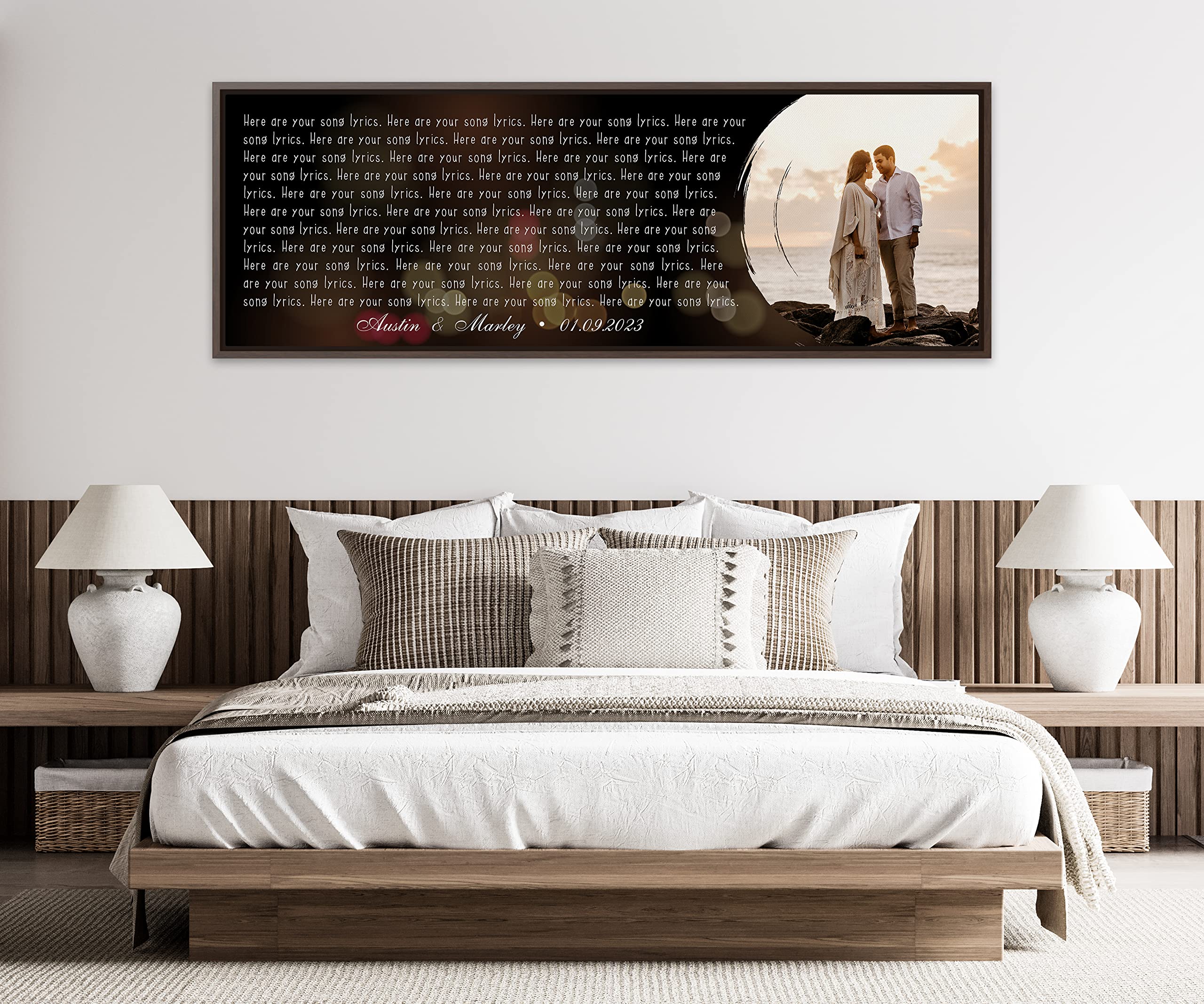 Santanna Personalized Anniversary Lyrics Song Prints For African Couple, Customized Love Photo Music Heart Shapes Poster Wall Ar