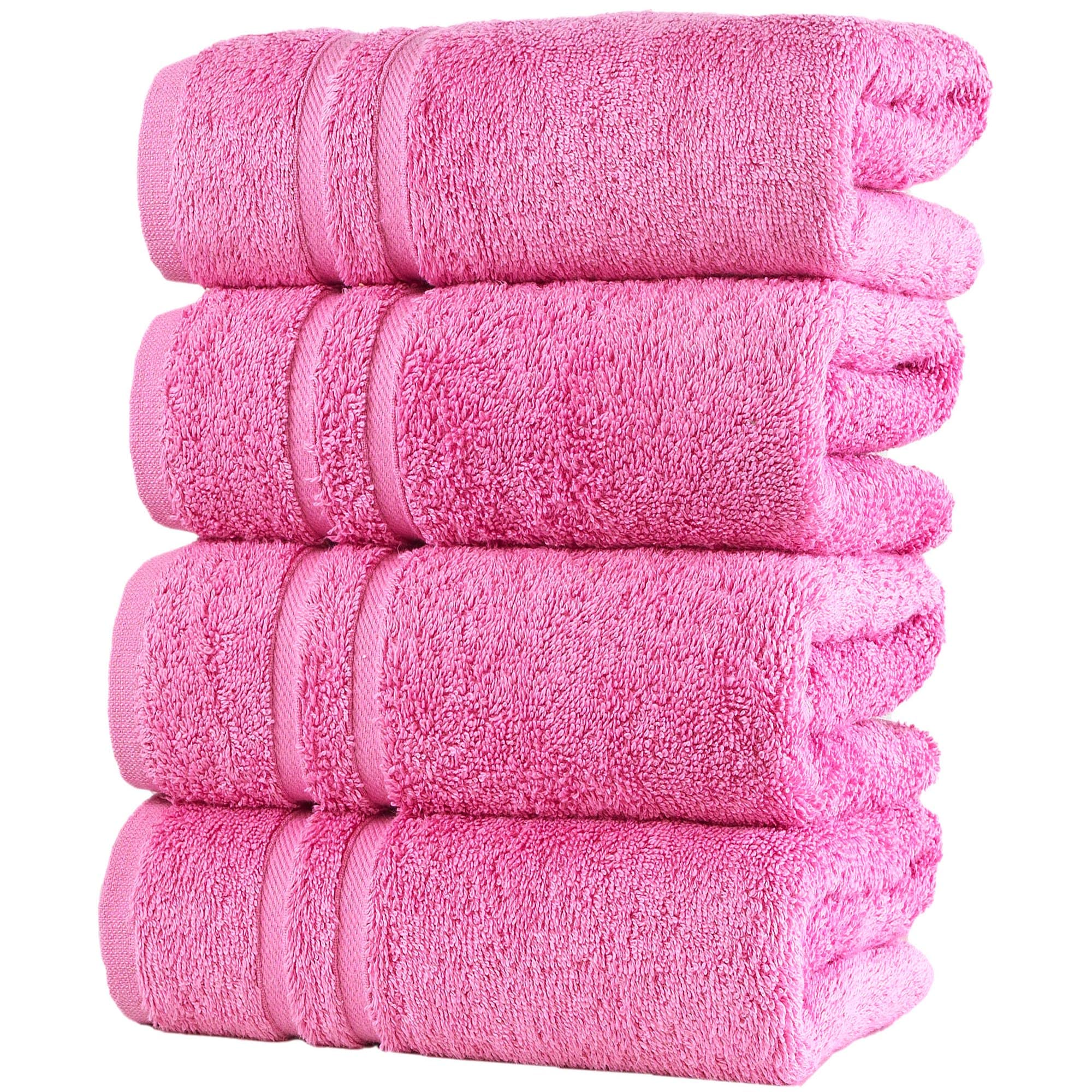 Hammam Linen Pink Hand Towels 4-Pack - 16 X 29 Turkish Cotton Premium Quality Soft And Absorbent Small Towels For Bathroom