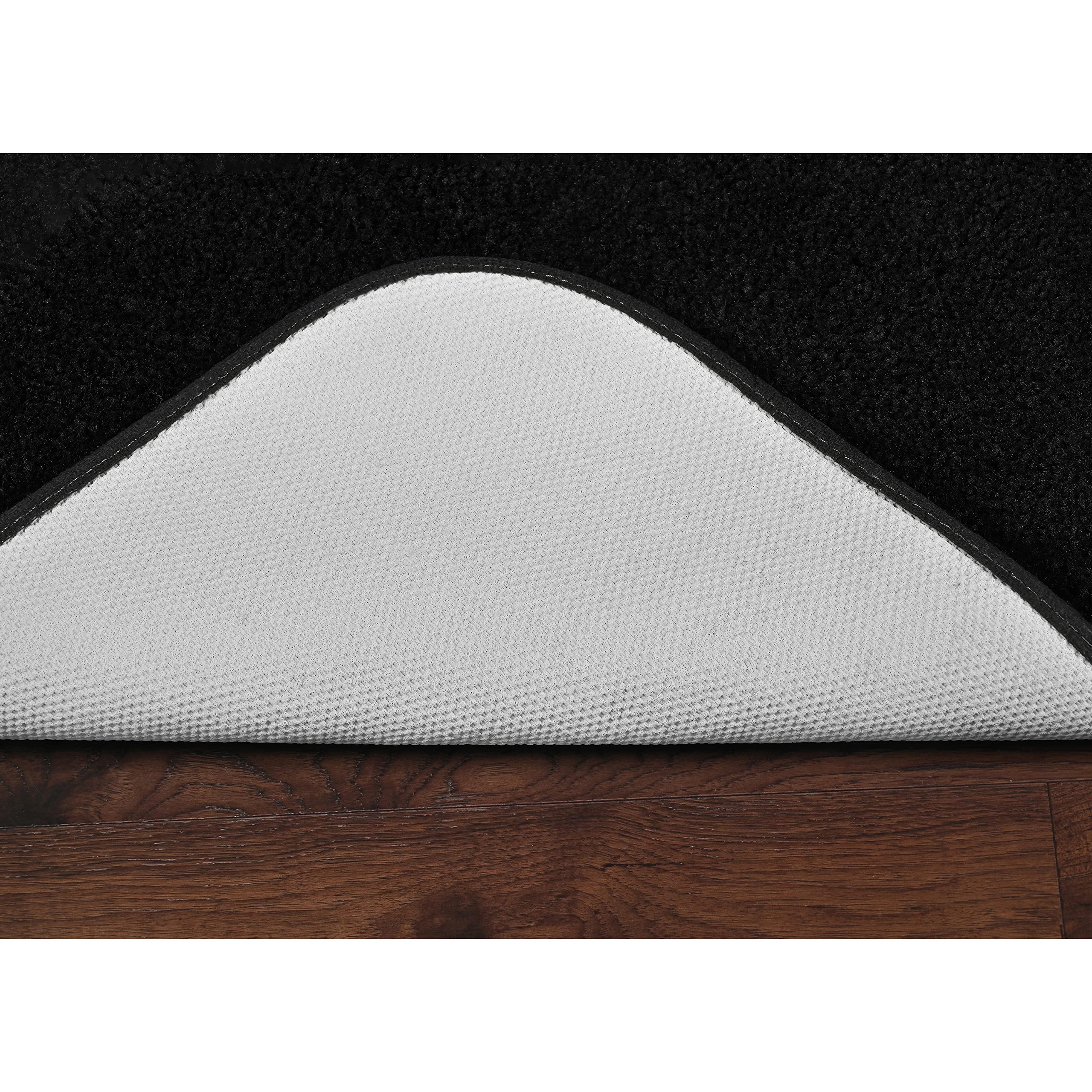 Garland Rug Traditional Nylon Washable Black 3 Bath Rugs (17 X 24, 21 X 34, 21 X 34) - Soft, Absorbent, And Stylish