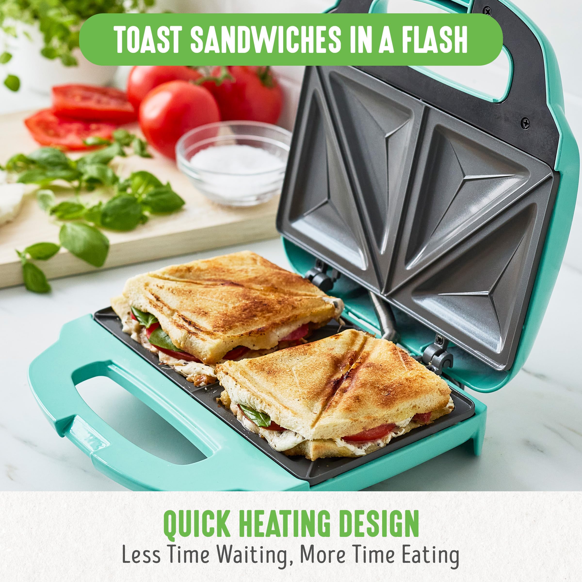 Greenlife Pro Electric Panini Press Grill And Sandwich Maker, Healthy Ceramic Nonstick Plates,Easy Indicator Light, Pfas-Free, T