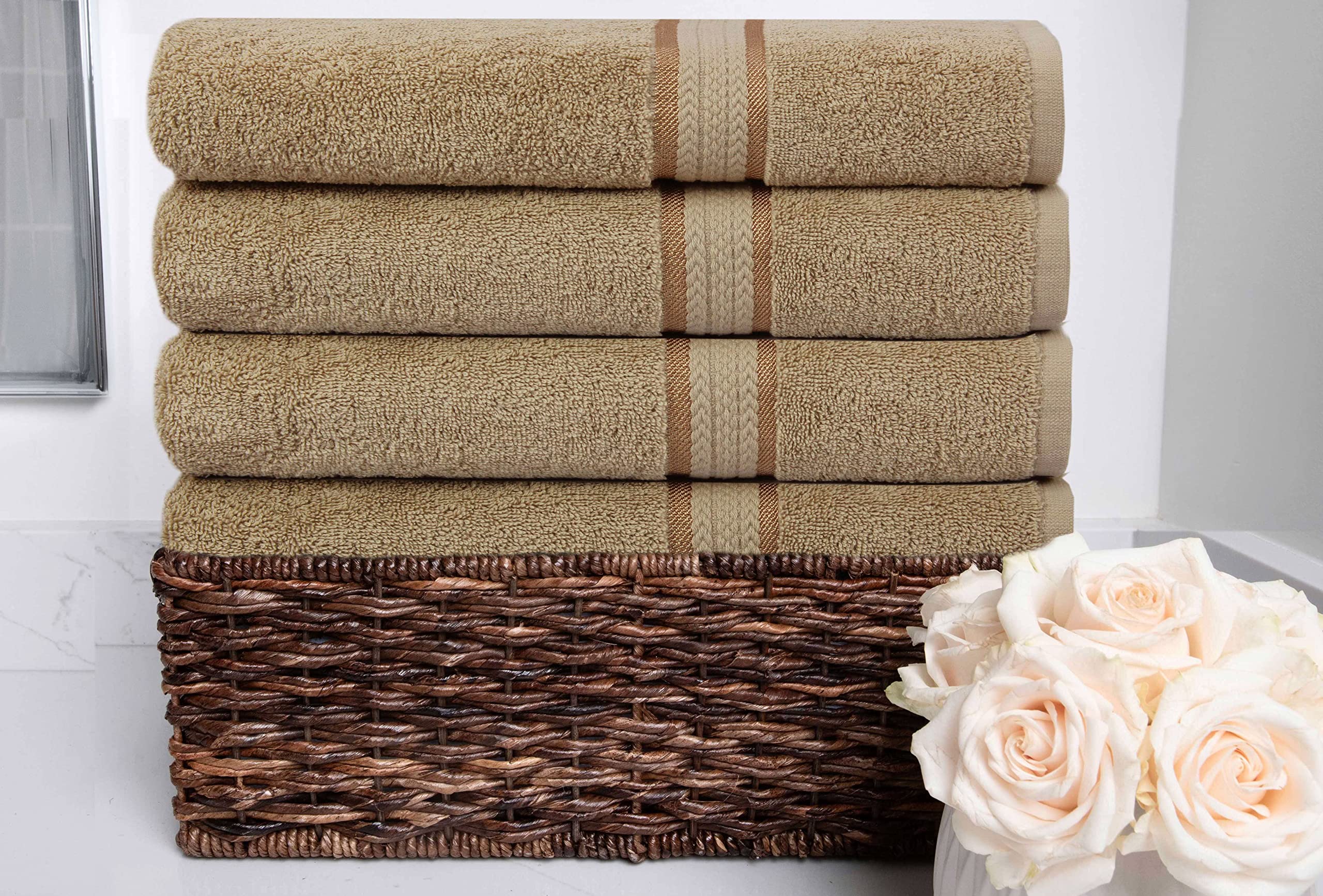 Cotton Craft Ultra Soft Oversized Bath Towels - 4 Pack Extra Large Bath Towel Set - 30X54 - Absorbent Everyday Luxury Hotel Spa